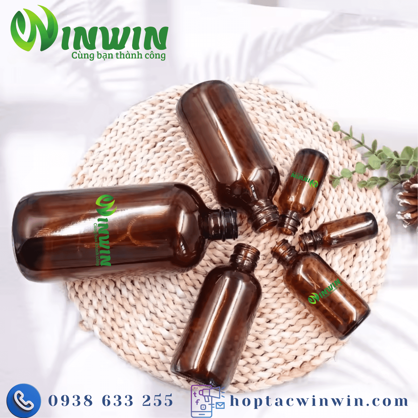Chai thủy tinh Boston màu nâu 15ml - 1000ml