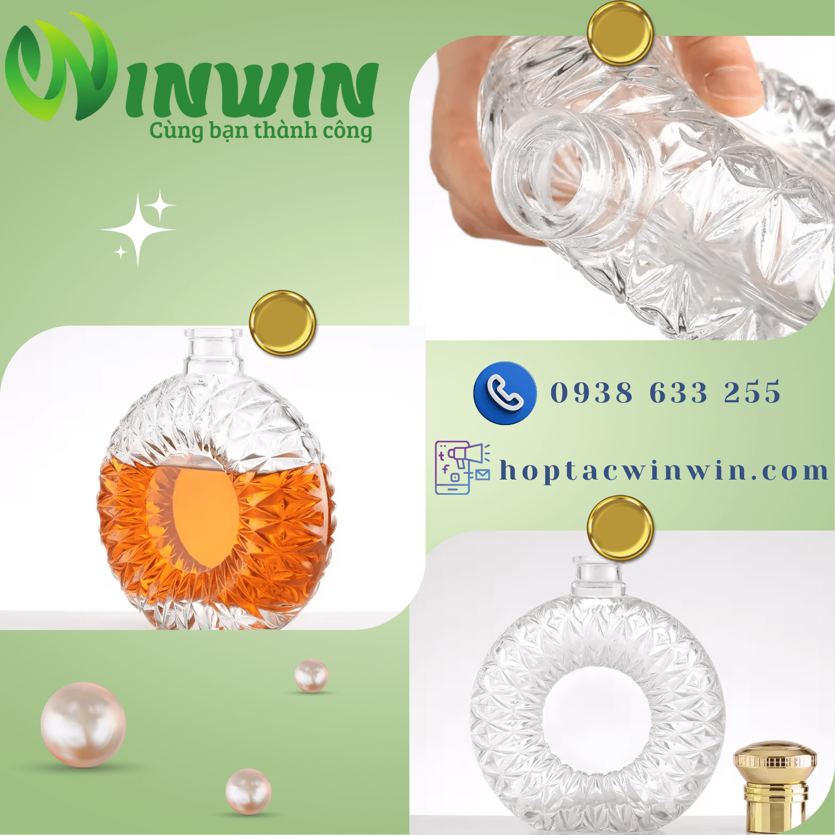 Chai thủy tinh cao cấp đựng rượu XO 750ml