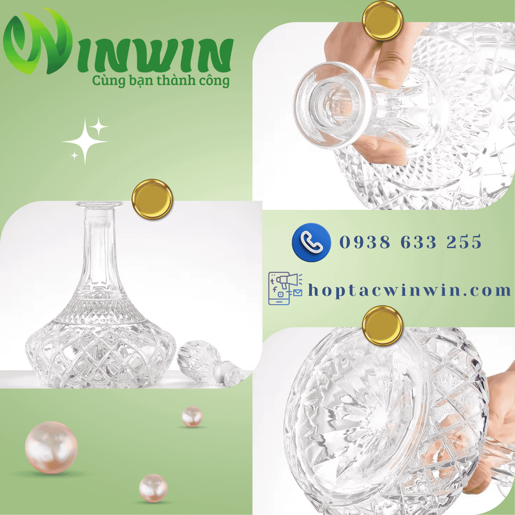 Chai thủy tinh cao cấp đựng rượu Brandy Vodka Whisky 750ml