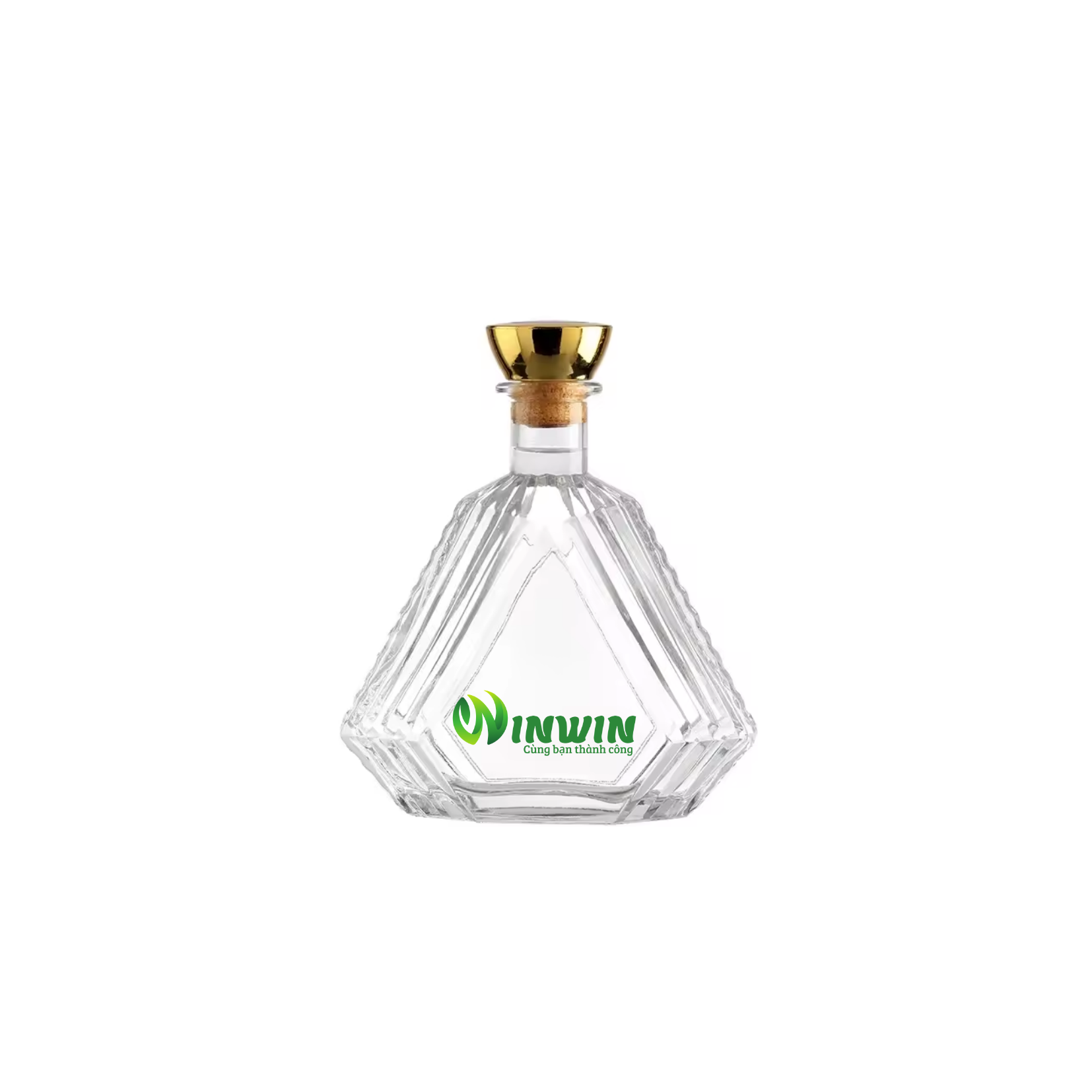Chai thủy tinh cao cấp đựng rượu dáng kim cương 750ml