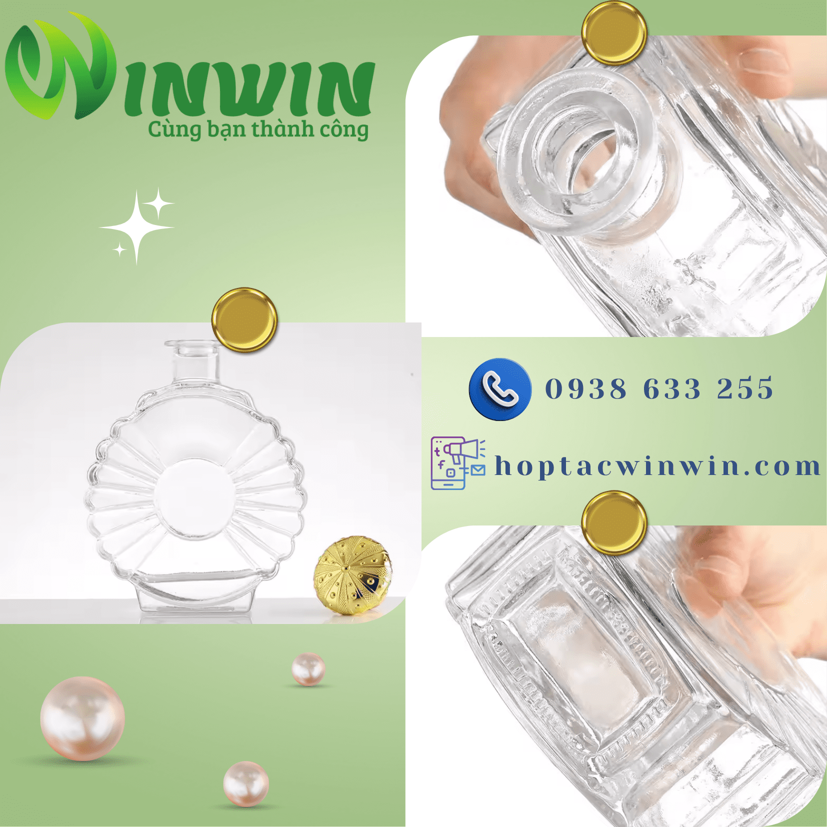 Chai thủy tinh cao cấp đựng rượu Gin Vodka Rum 500ml 750ml
