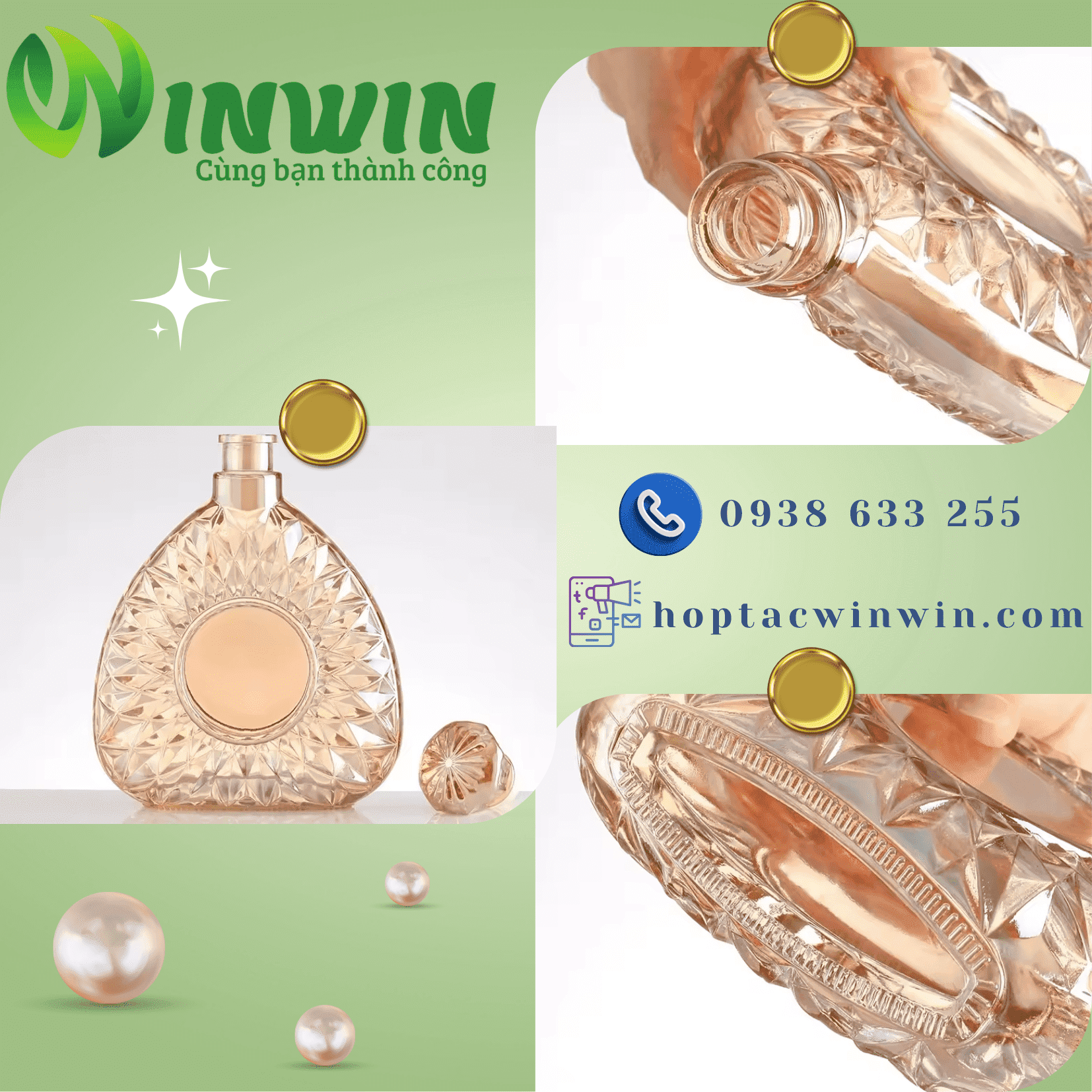 Chai thủy tinh cao cấp đựng rượu hình tam giác 750ml