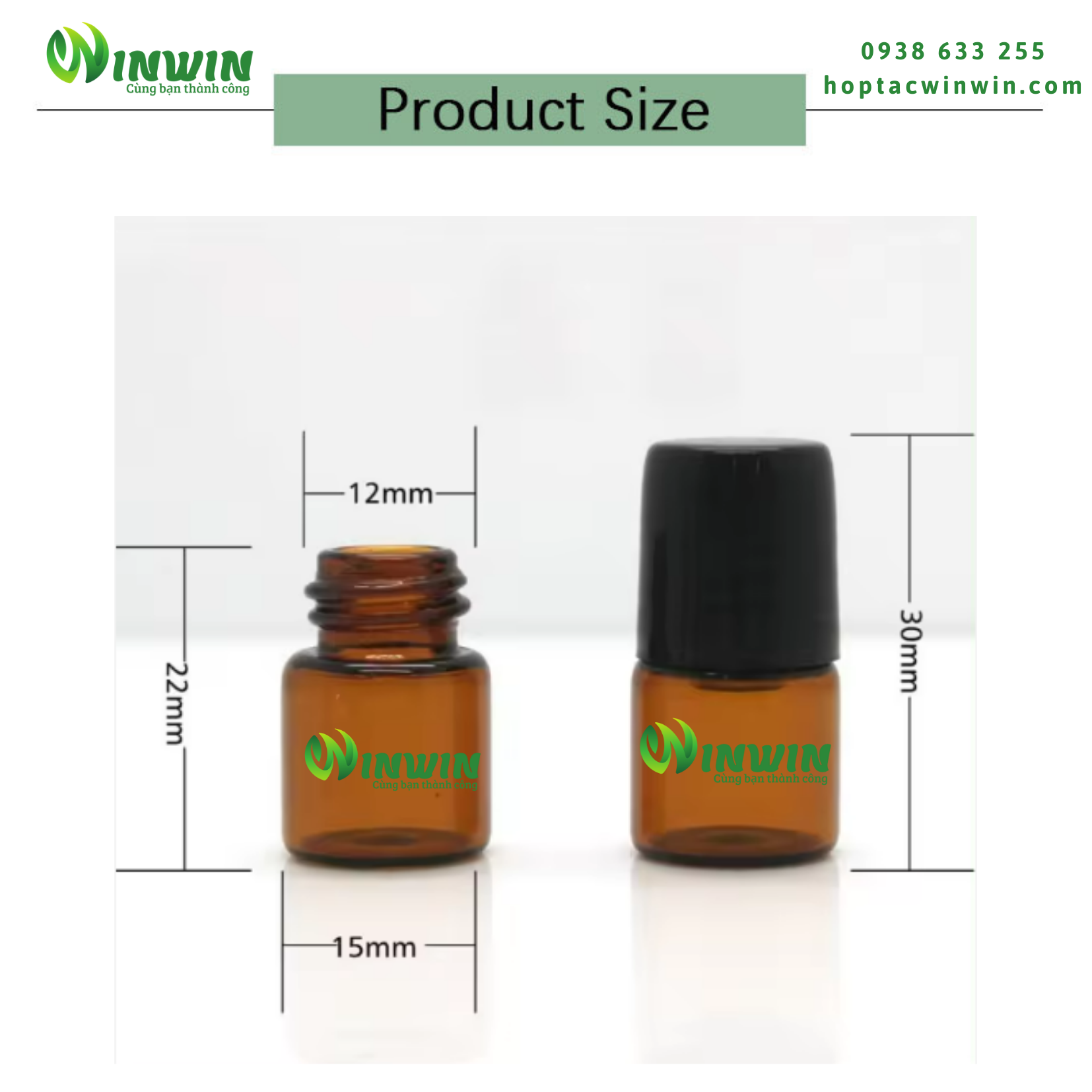 Chai thủy tinh dáng thẳng 1ml 2ml 3ml 5ml