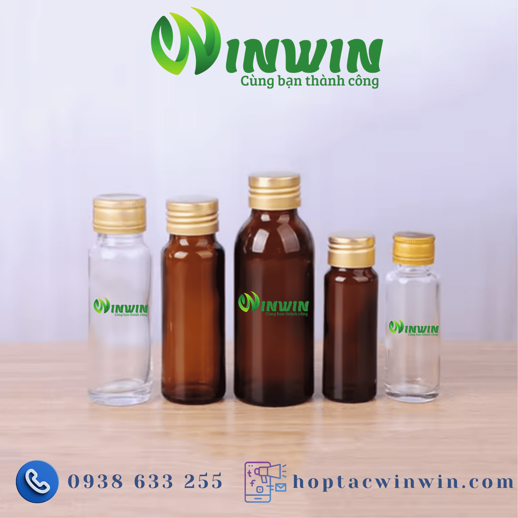 Chai thủy tinh đựng collagen màu nâu 30ml 50ml 100ml