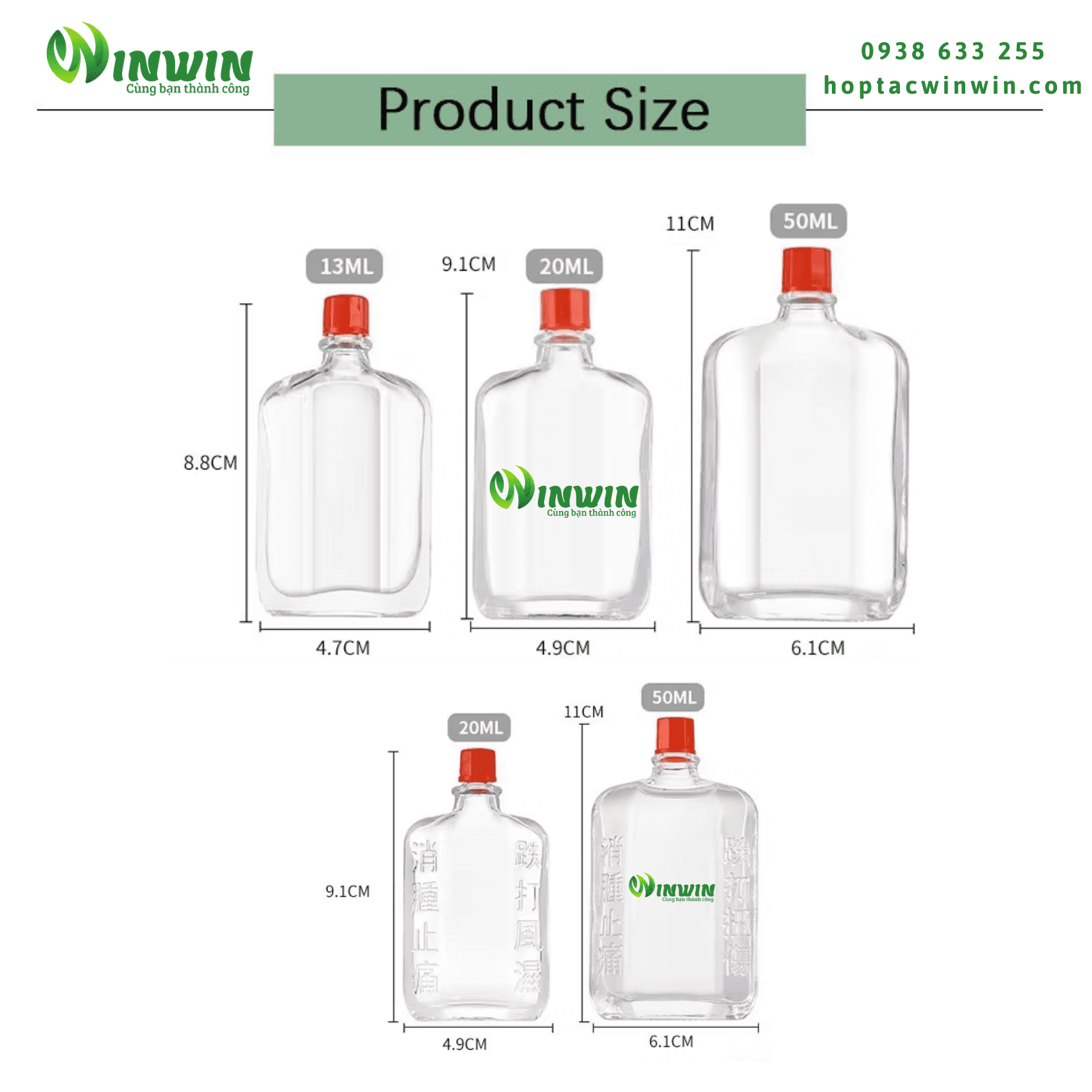 Chai thủy tinh đựng dầu gió 13ml 20ml 50ml