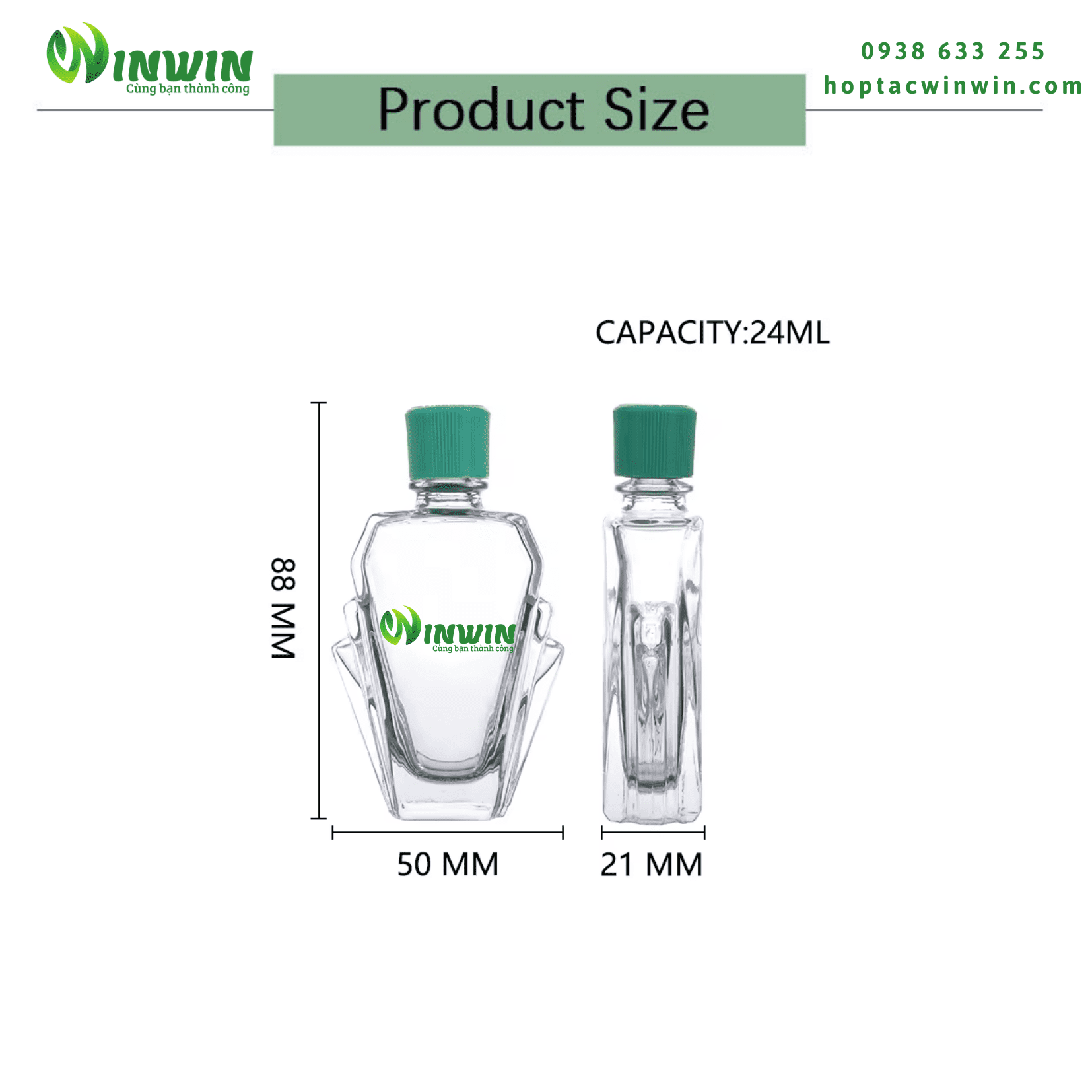 Chai thủy tinh đựng dầu gió 24ml