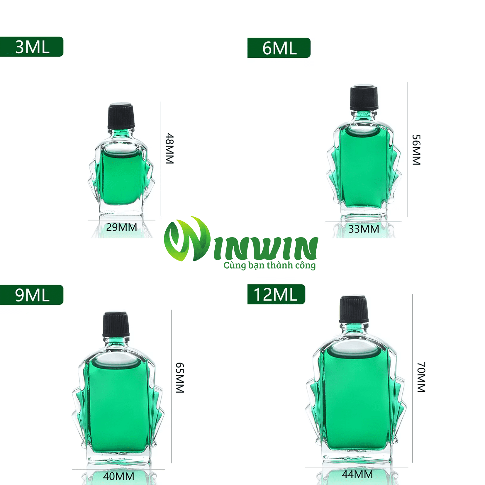 Chai thủy tinh đựng dầu gió 3ml 6ml 9ml 12ml