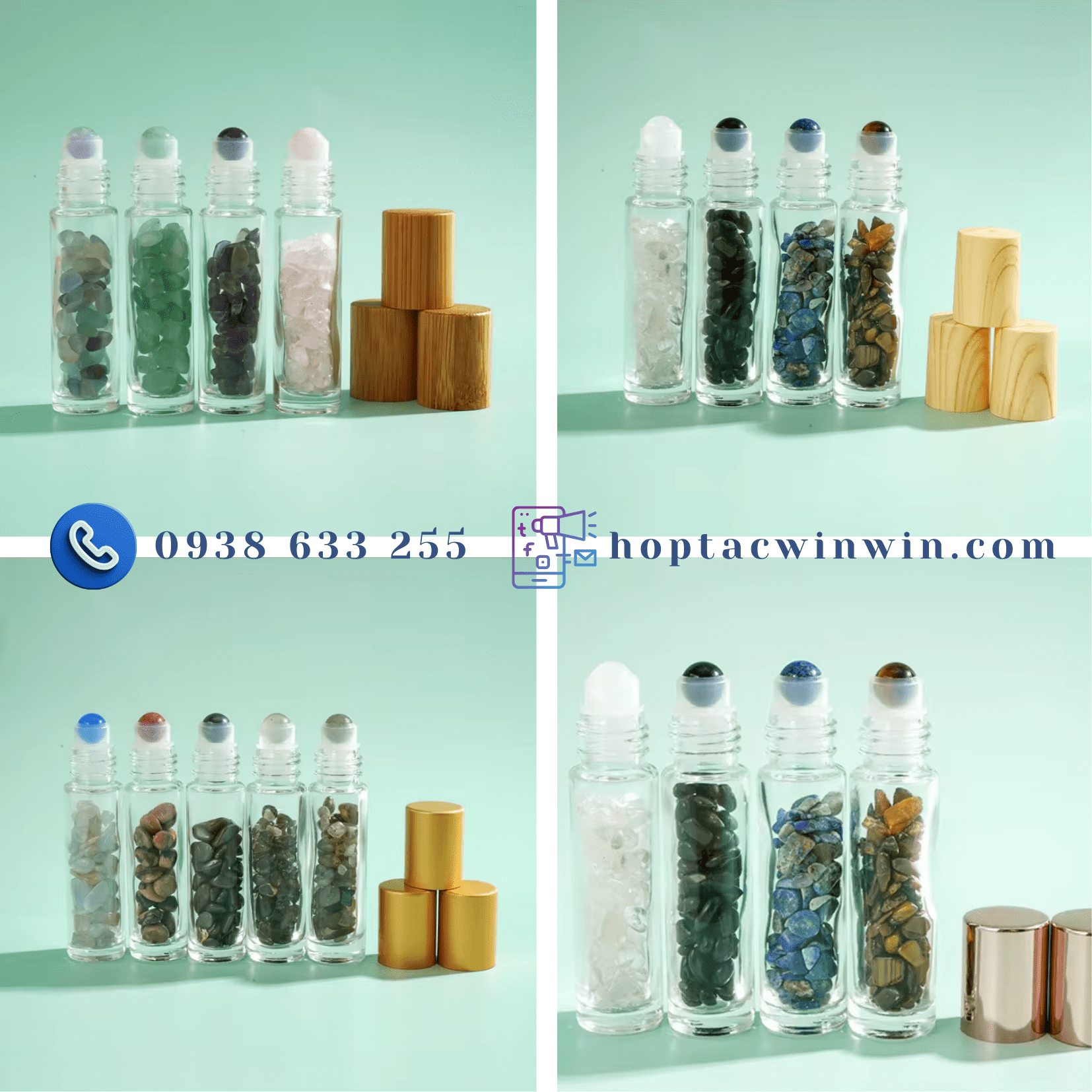 Chai thủy tinh đầu lăn đựng nước hoa, dầu gió 10ml