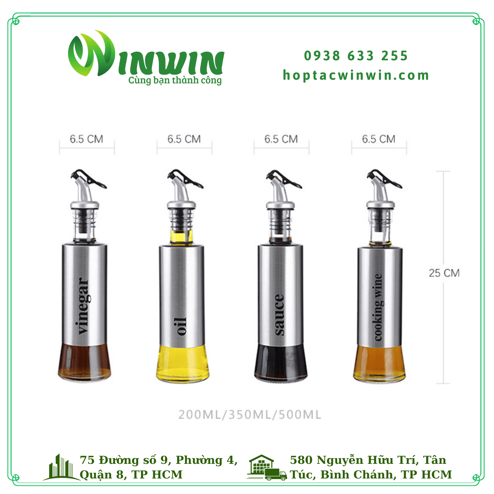 Chai thủy tinh đựng gia vị 200ml 300ml 500ml