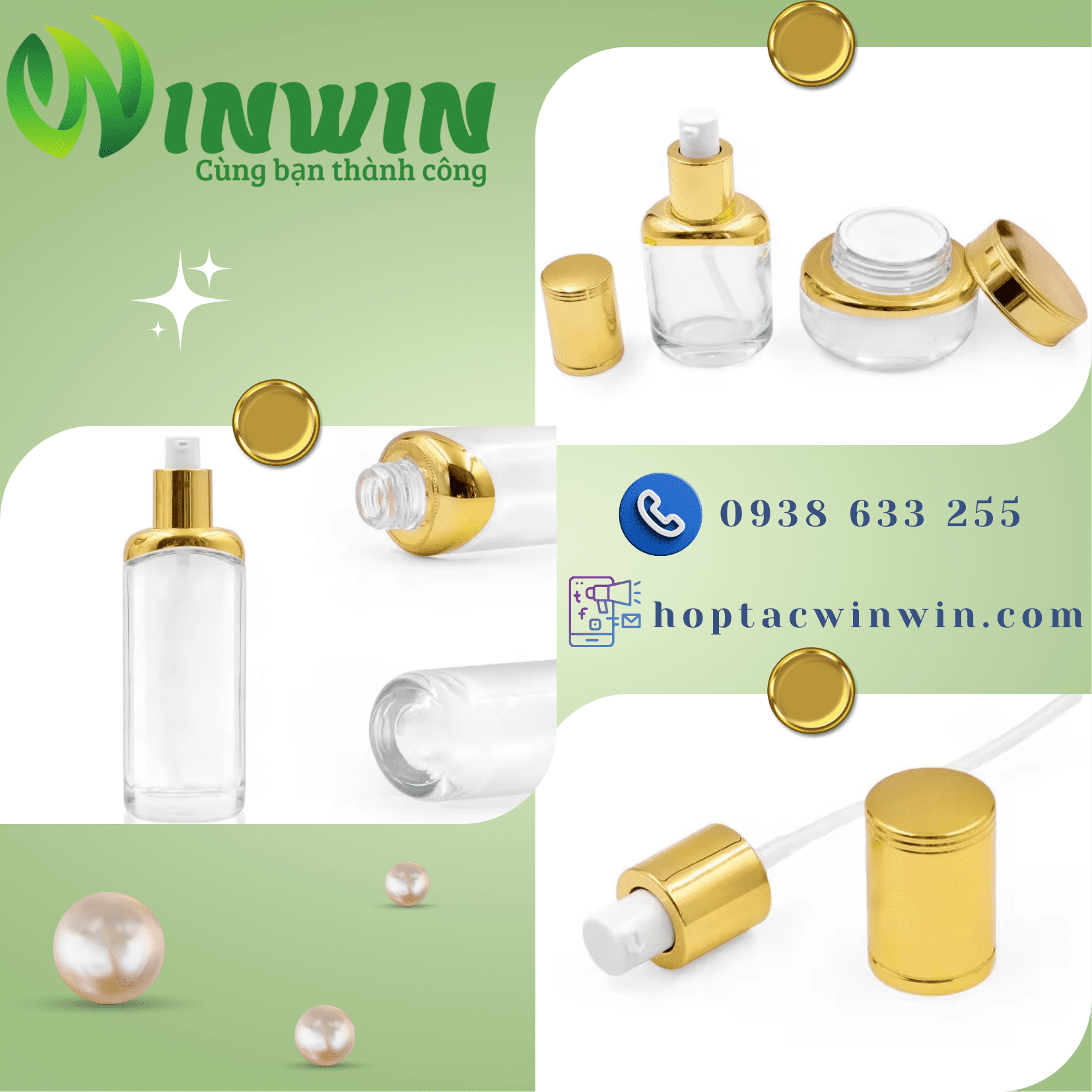 Chai thủy tinh đựng mỹ phẩm đầu bơm 40ml 50ml 100ml 120ml