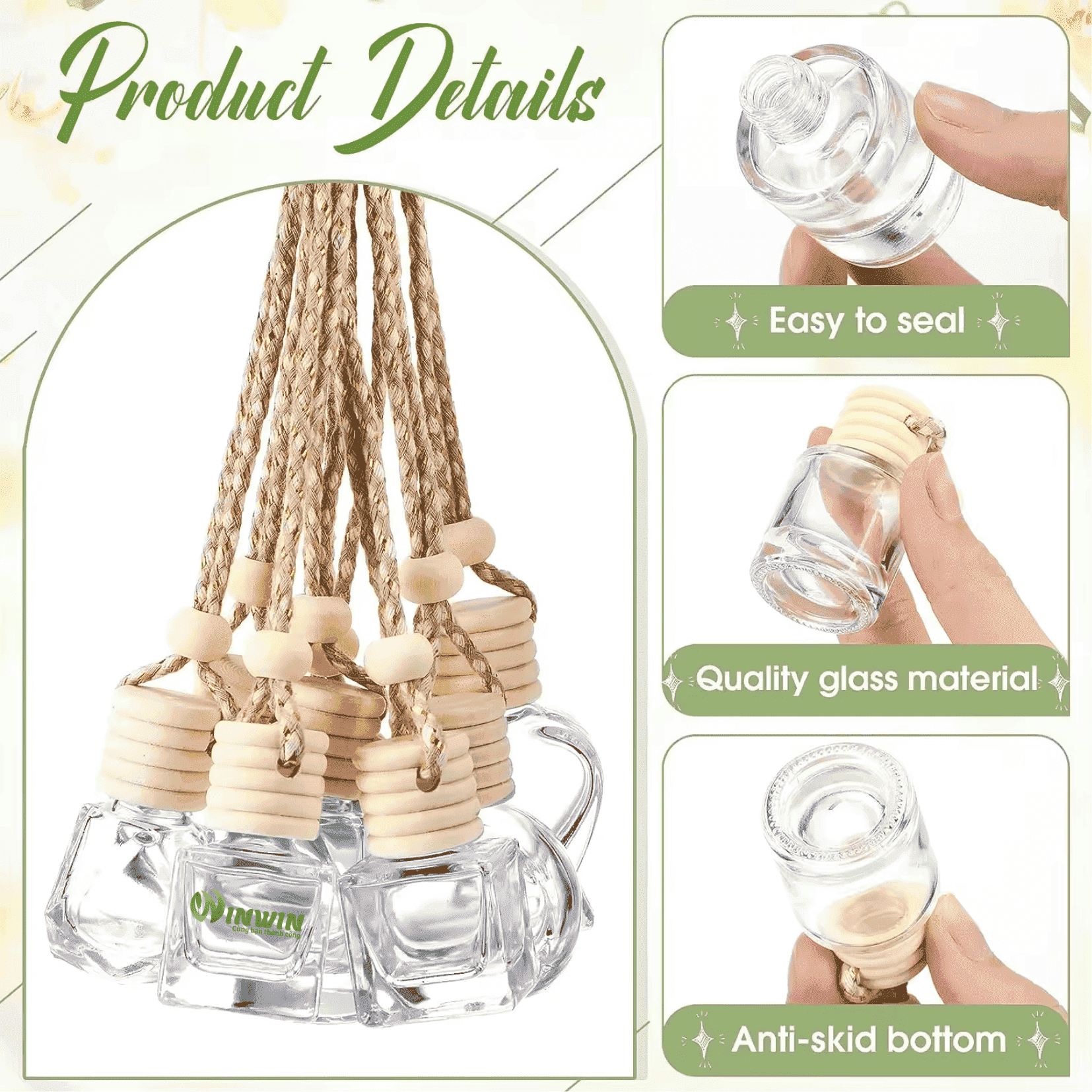 Chai thủy tinh đựng nước hoa treo xe hơi 5ml - 10ml