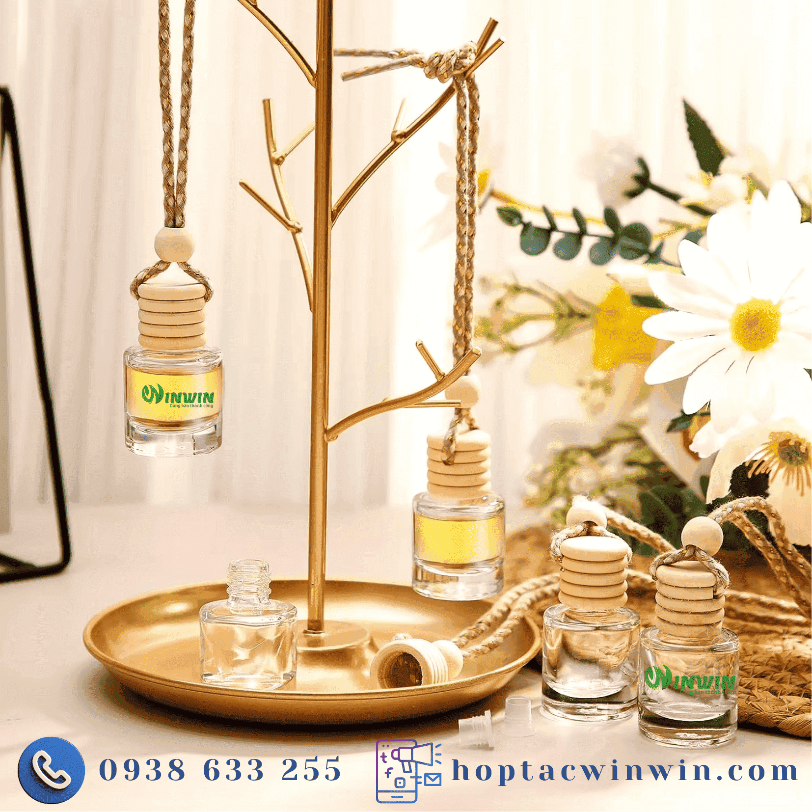 Chai thủy tinh đựng nước hoa treo xe hơi 5ml - 10ml