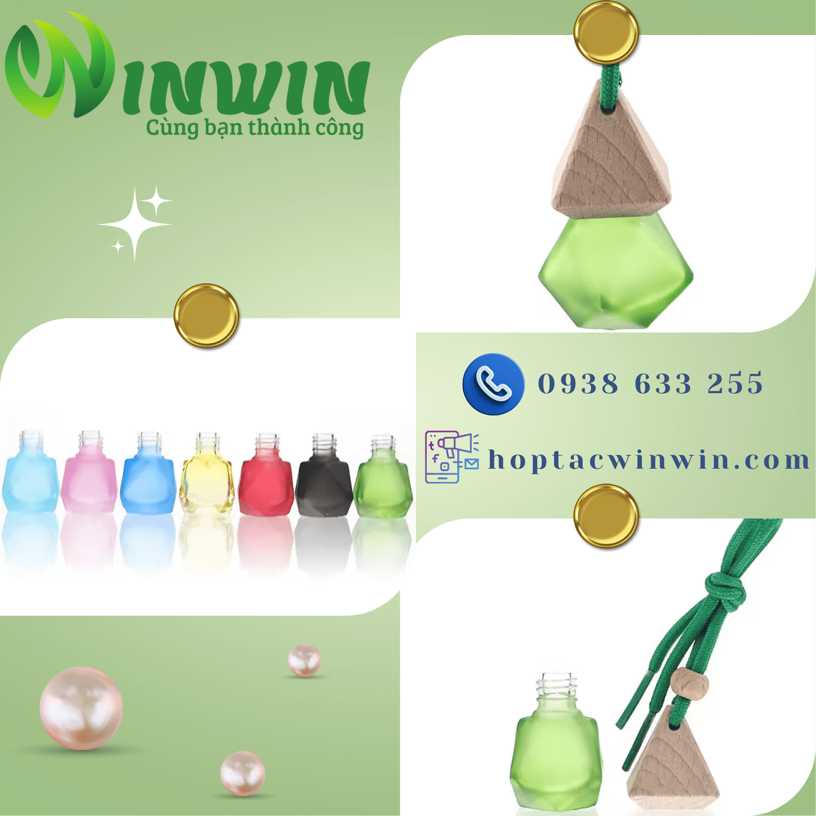 Chai thủy tinh đựng nước hoa treo xe hơi 8ml