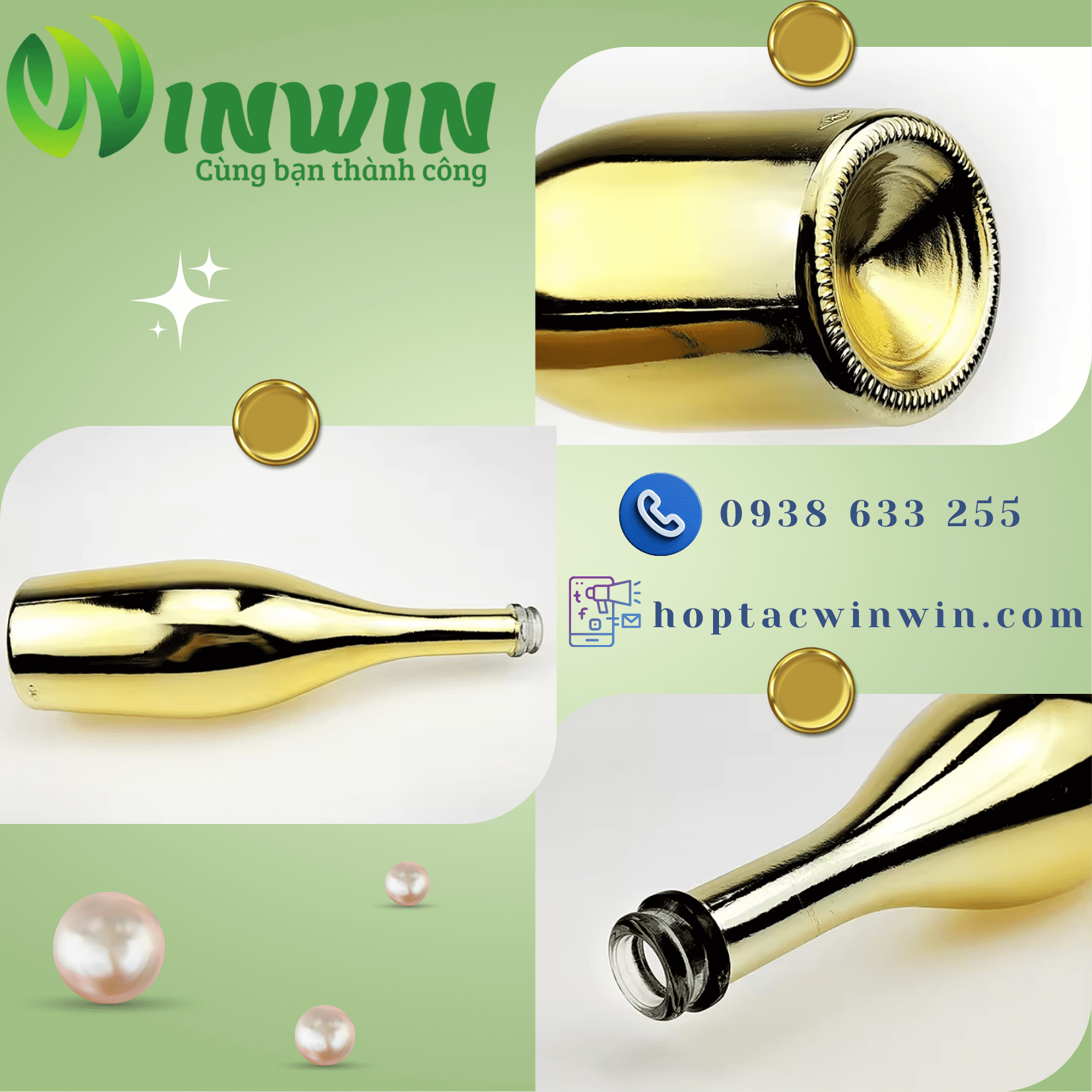 Chai thủy tinh mạ màu 750ml