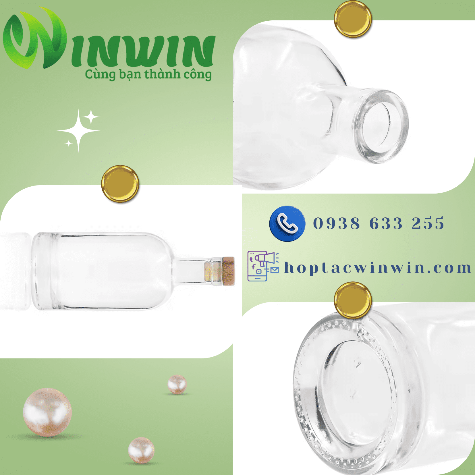 Chai thủy tinh đựng rượu Whisky Vodka Tequila 200ml 375ml 500ml 750ml 1000ml