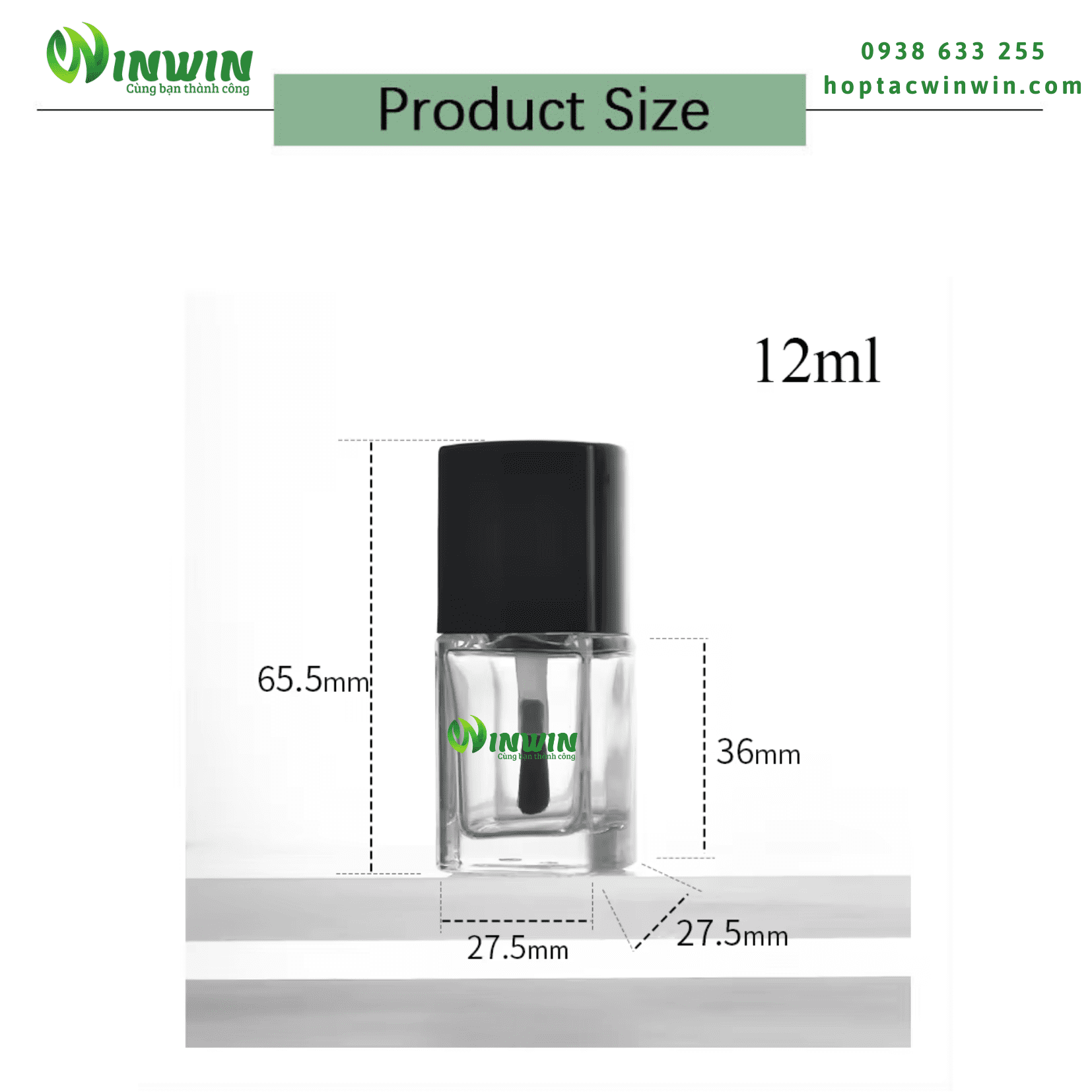 Chai thủy tinh đựng sơn móng tay 12ml