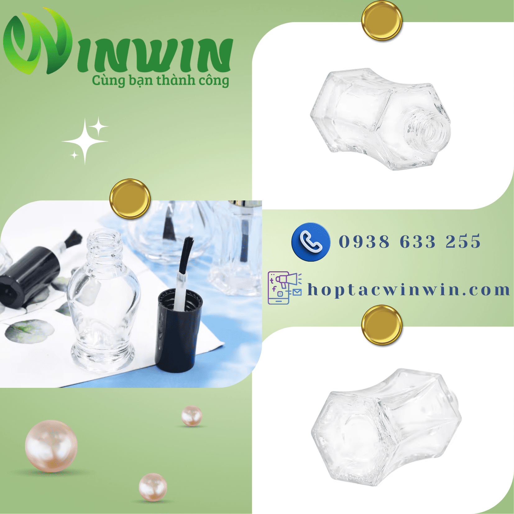 Chai thủy tinh đựng sơn móng tay 7ml-15ml