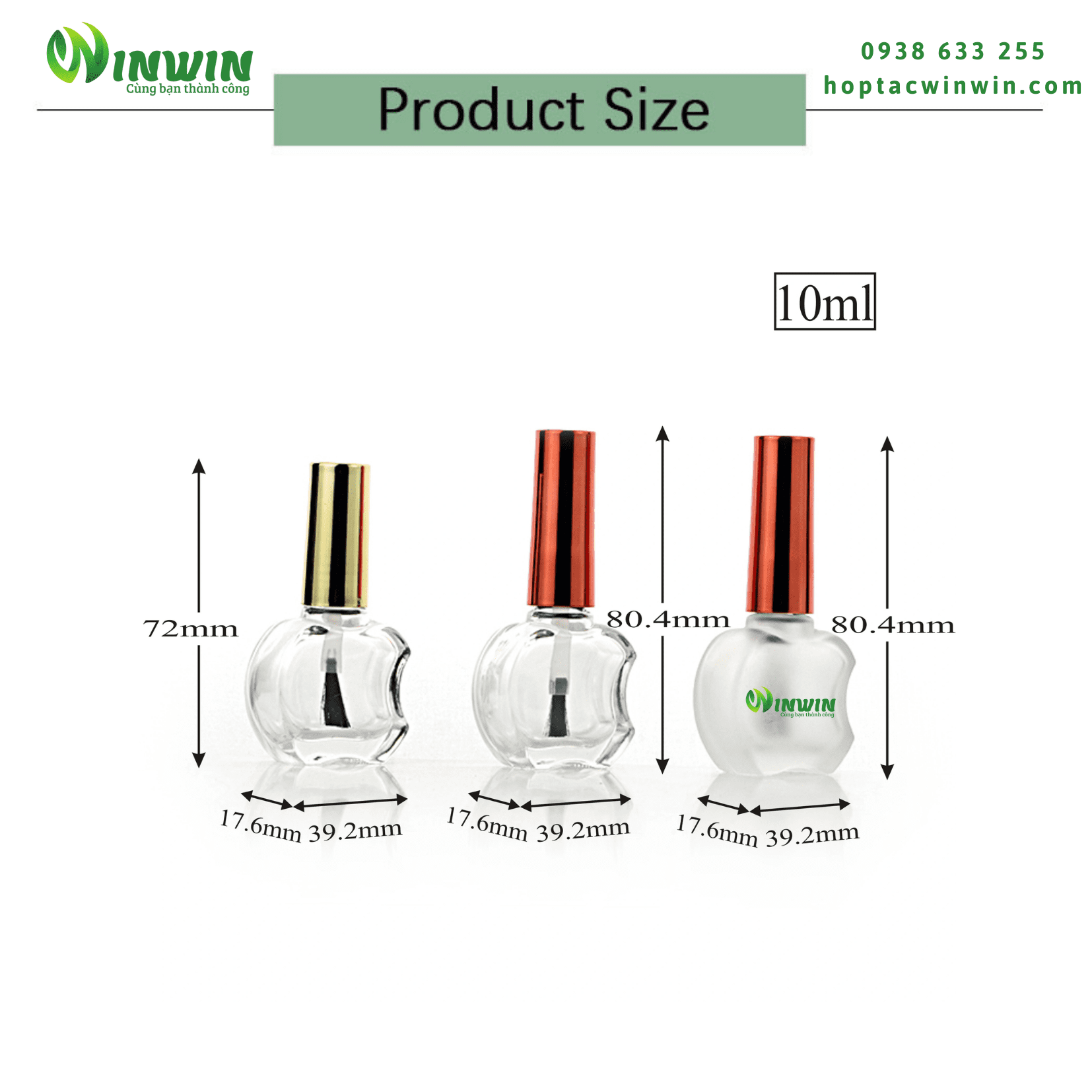 Chai thủy tinh đựng sơn móng tay 8ml 10ml