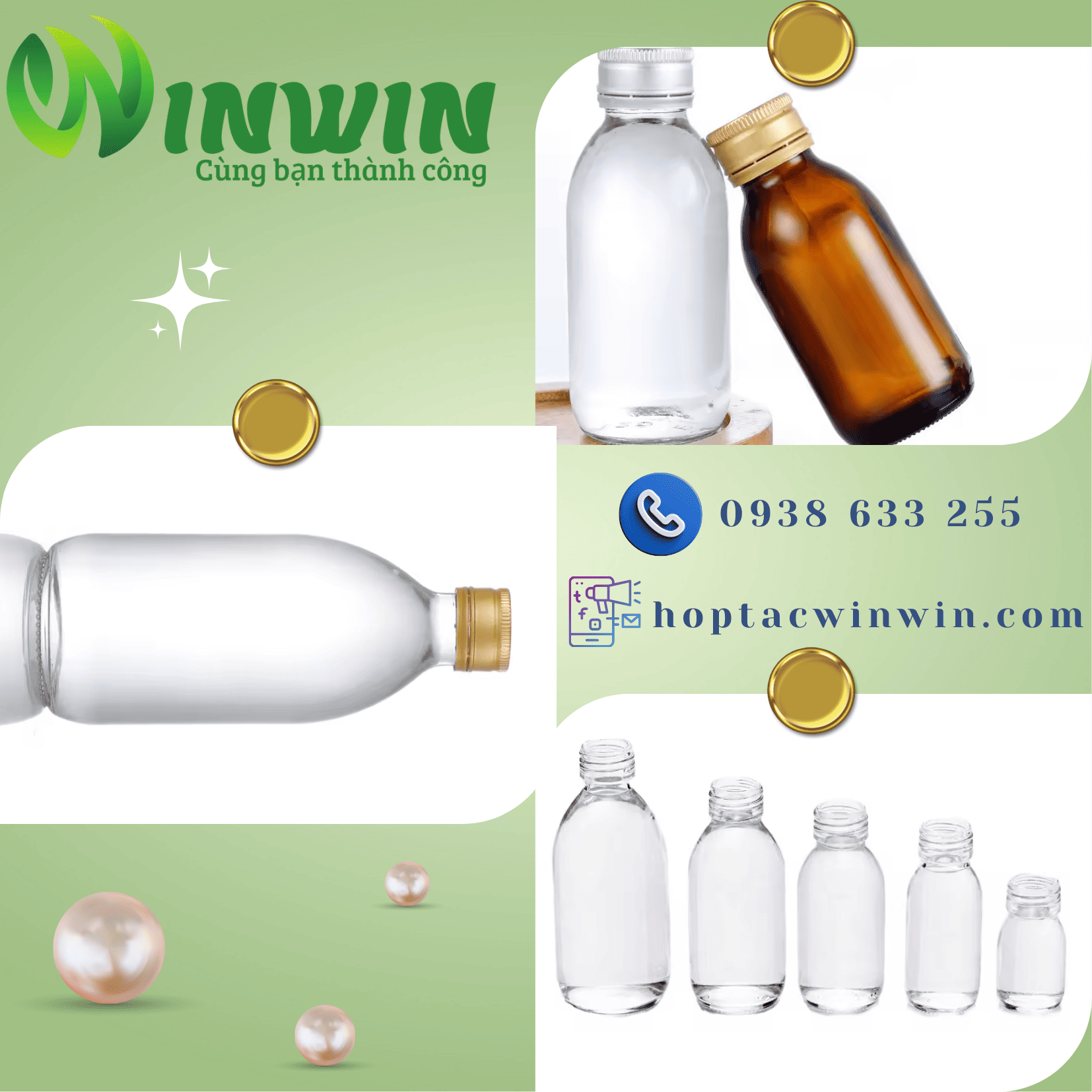 Chai thủy tinh đựng Syrup màu trong 30ml 60ml 100ml 125ml 150ml 200ml 250ml 300ml 500ml