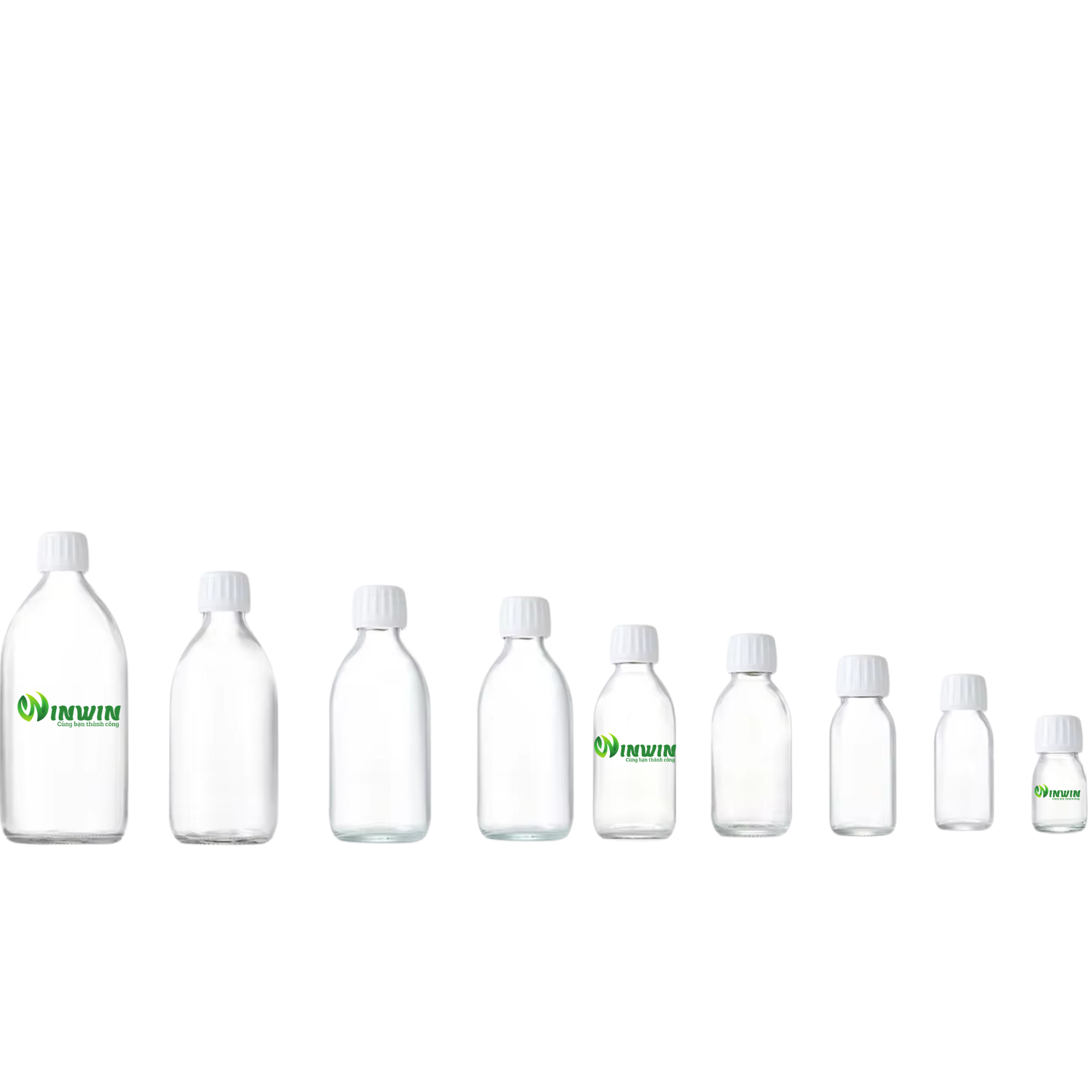 Chai thủy tinh đựng Syrup màu trong 30ml 60ml 100ml 125ml 150ml 200ml 250ml 300ml 500ml