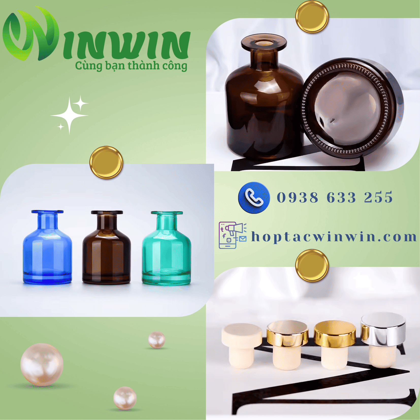Chai thủy tinh đựng tinh dầu khuếch tán 100ml 150ml 200ml