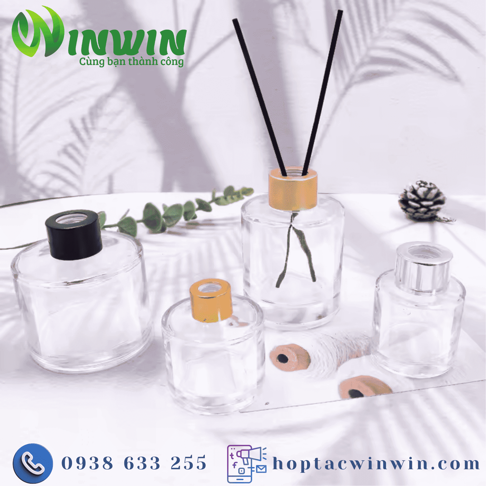 Chai thủy tinh đựng tinh dầu khuếch tán 45ml 130ml 145ml 150ml 170ml
