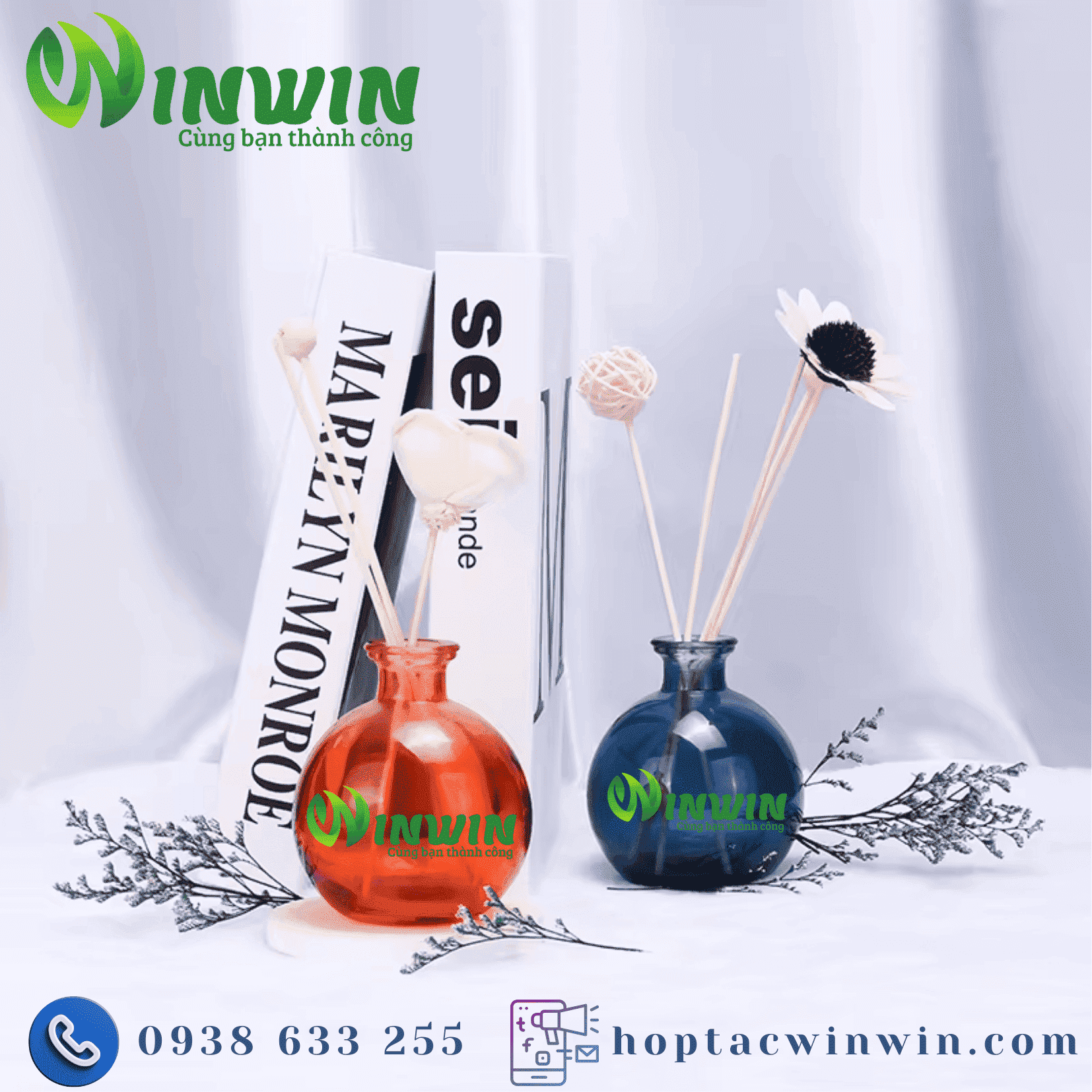 Chai thủy tinh đựng tinh dầu khuếch tán 50ml 100ml 150ml