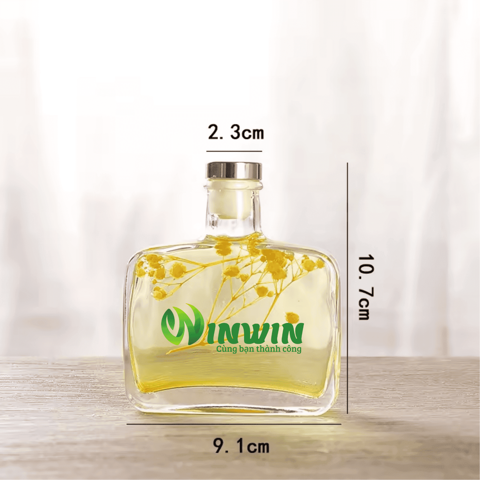 Chai thủy tinh đựng tinh dầu khuếch tán dáng vuông