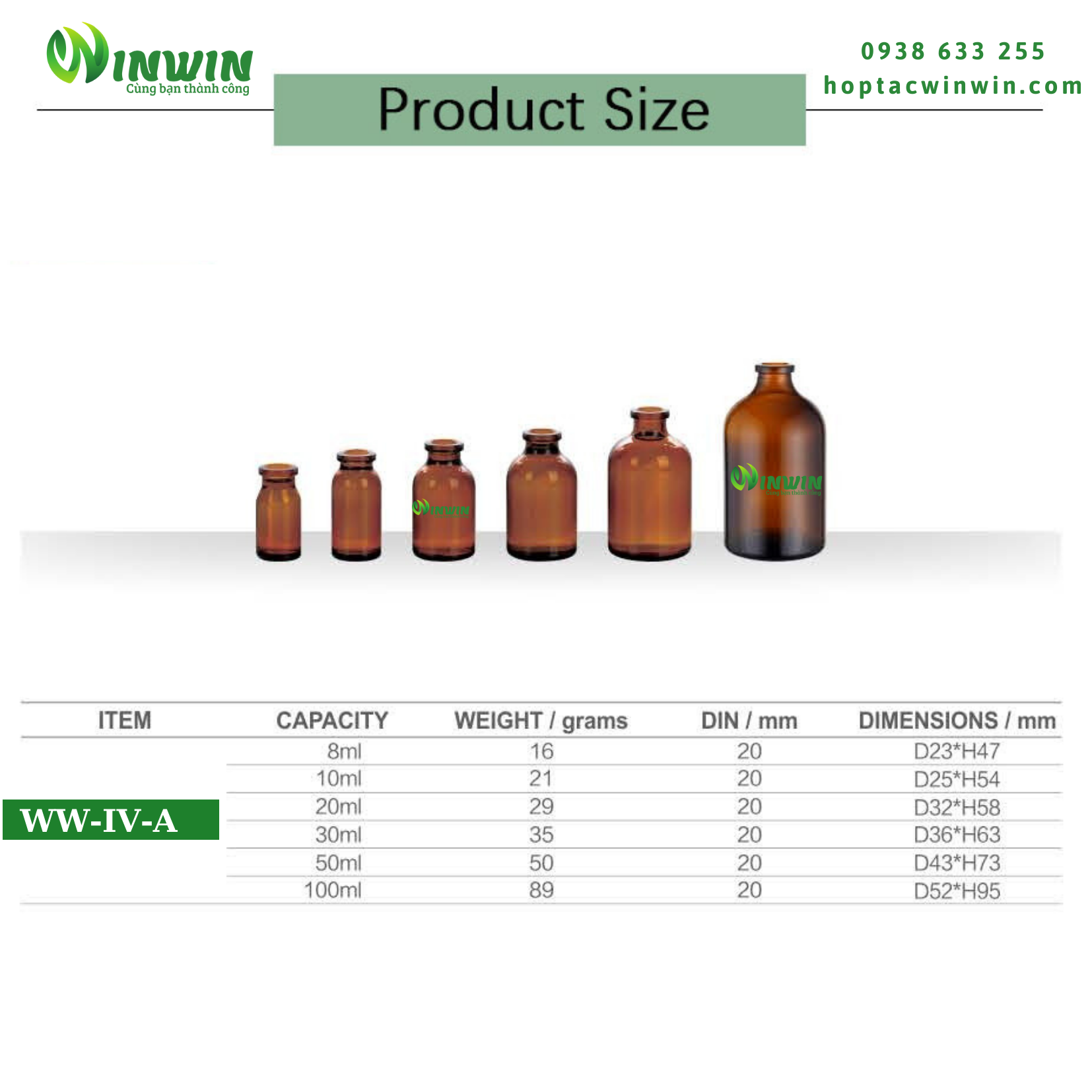 Chai thủy tinh đựng vaccine màu nâu 8ml 10ml 20ml 30ml 50ml 100ml