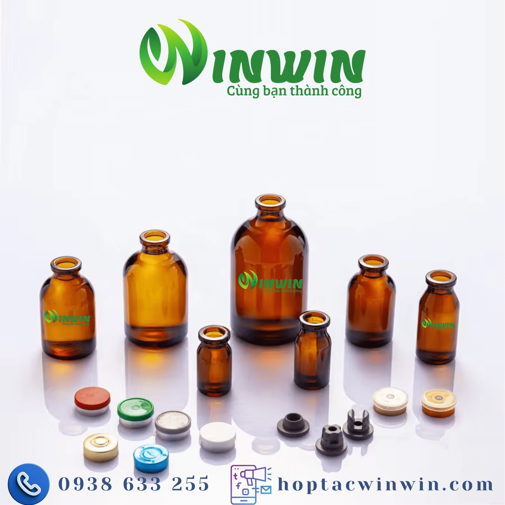 Chai thủy tinh đựng vaccine màu nâu 8ml 10ml 20ml 30ml 50ml 100ml