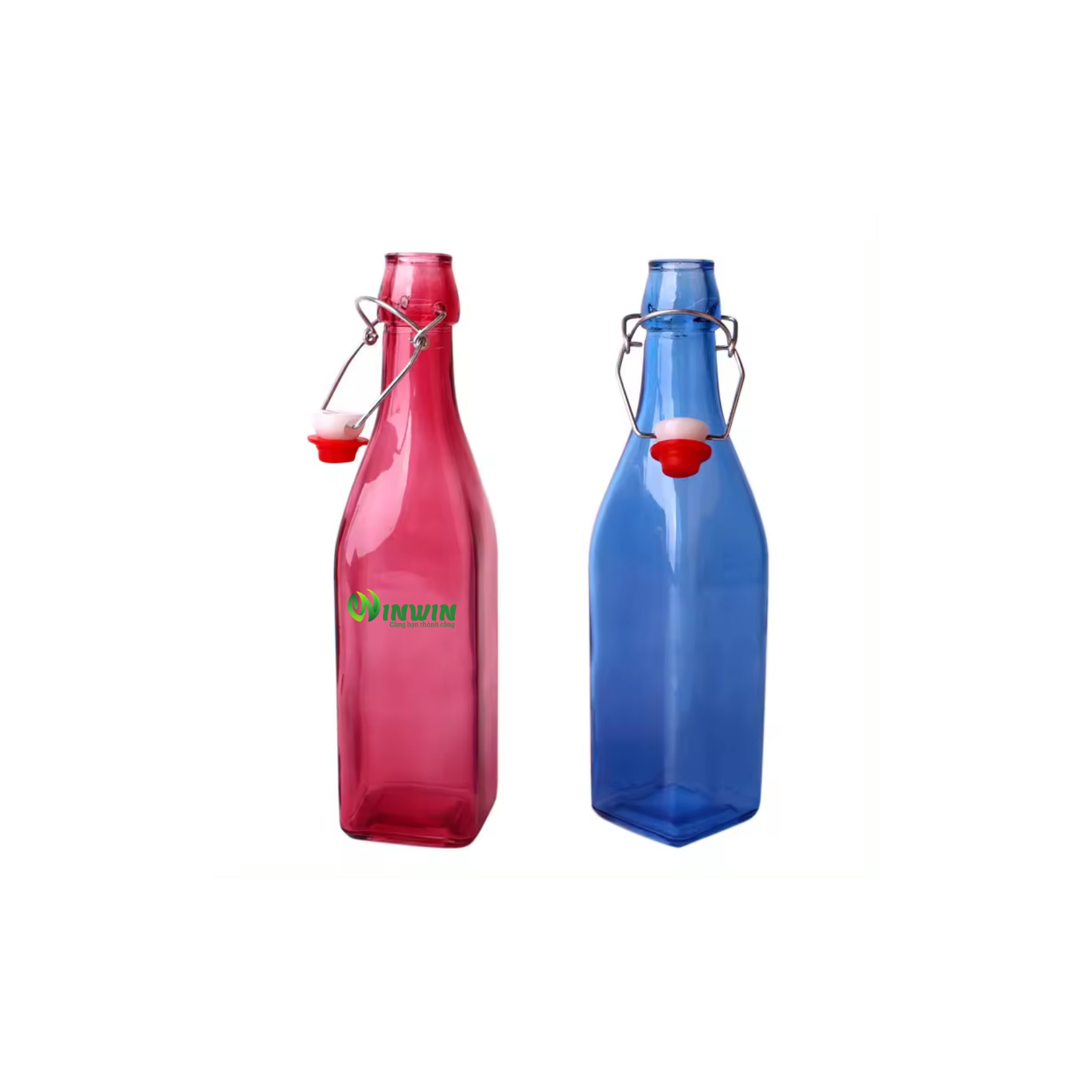 Chai thủy tinh nắp gài màu xanh dương 250ml 500ml 1000ml