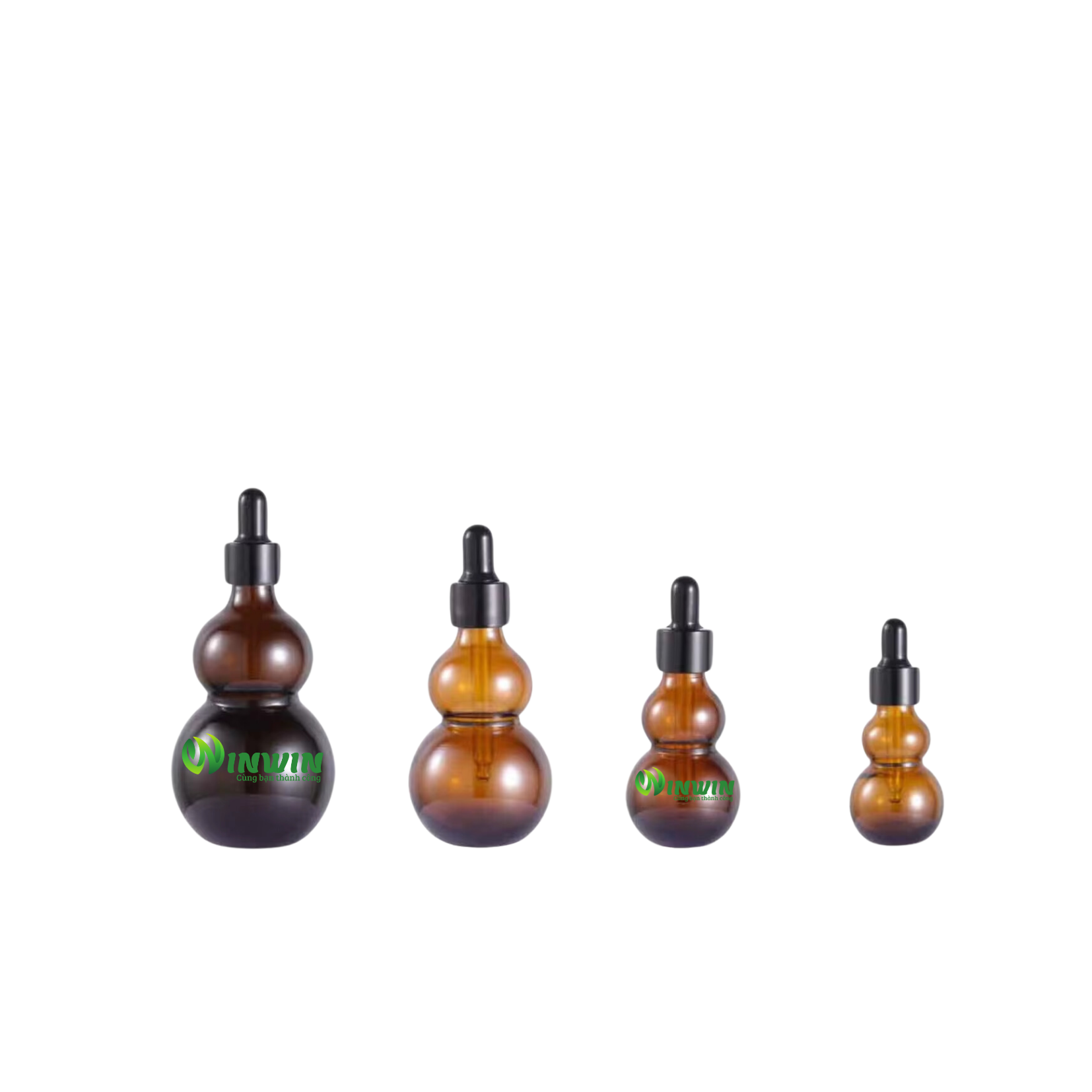 Chai thủy tinh nhỏ giọt dáng hồ lô màu nâu 20ml 30ml 50ml 100ml