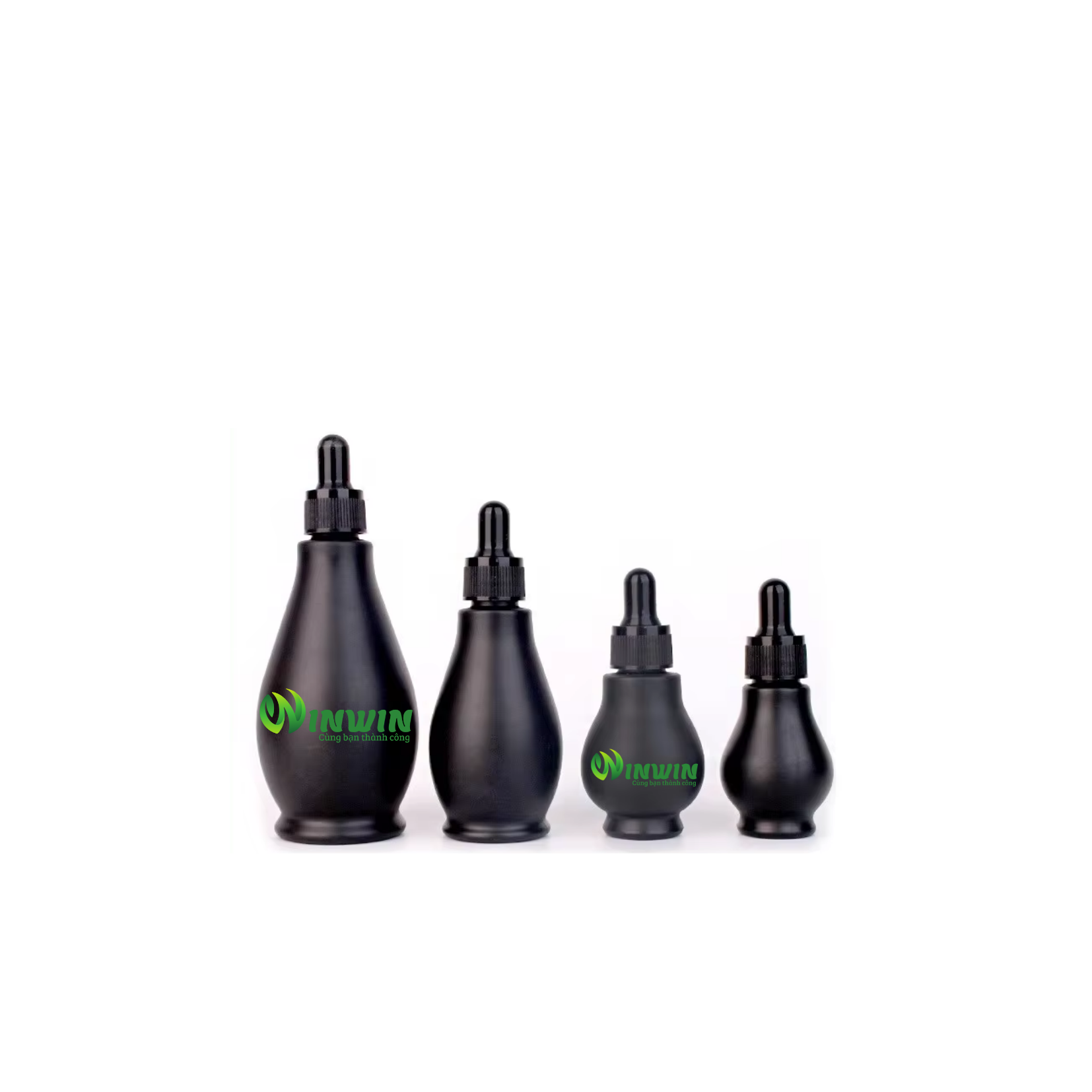 Chai thủy tinh nhỏ giọt dáng quả bầu màu đen mờ 20ml 30ml 50ml 100ml