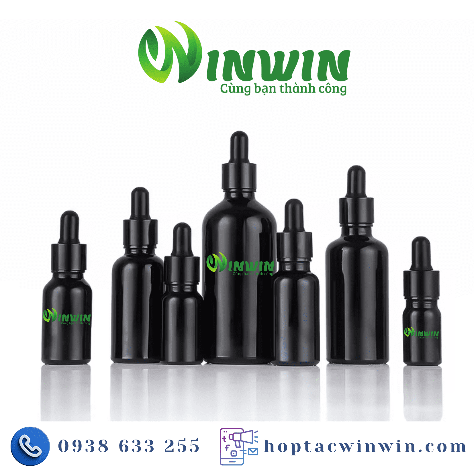Chai thủy tinh nhỏ giọt dáng tròn màu đen 5ml 10ml 15ml 20ml 30ml 50ml 100ml
