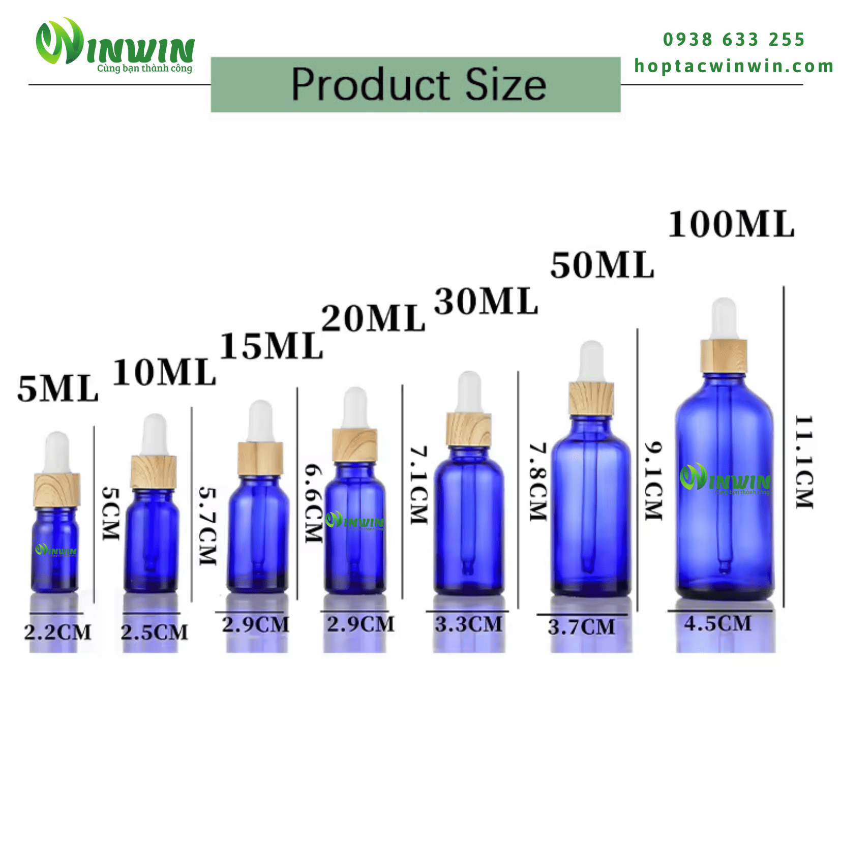 Chai thủy tinh nhỏ giọt dáng tròn màu xanh dương 5ml 10ml 15ml 20ml 30ml 50ml 100ml