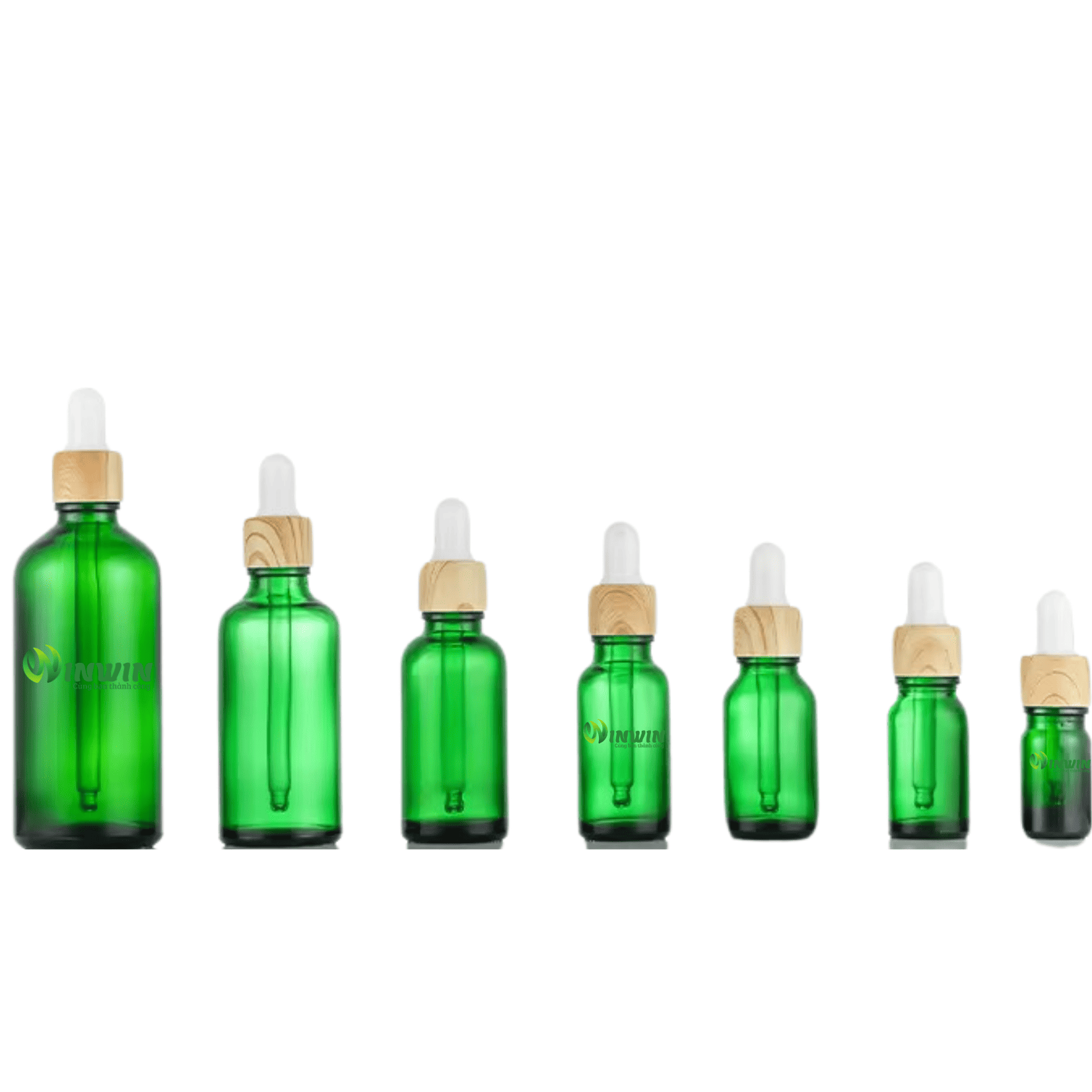 Chai thủy tinh nhỏ giọt dáng tròn màu xanh lá 5ml 10ml 15ml 20ml 30ml 50ml 100ml