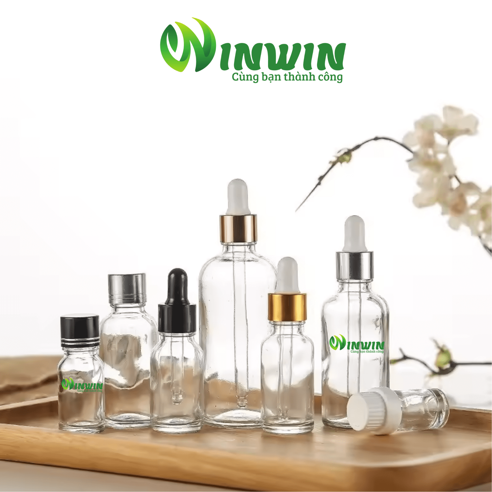 Chai thủy tinh nhỏ giọt dáng tròn trong suốt 5ml 10ml 15ml 20ml 30ml 50ml 100ml