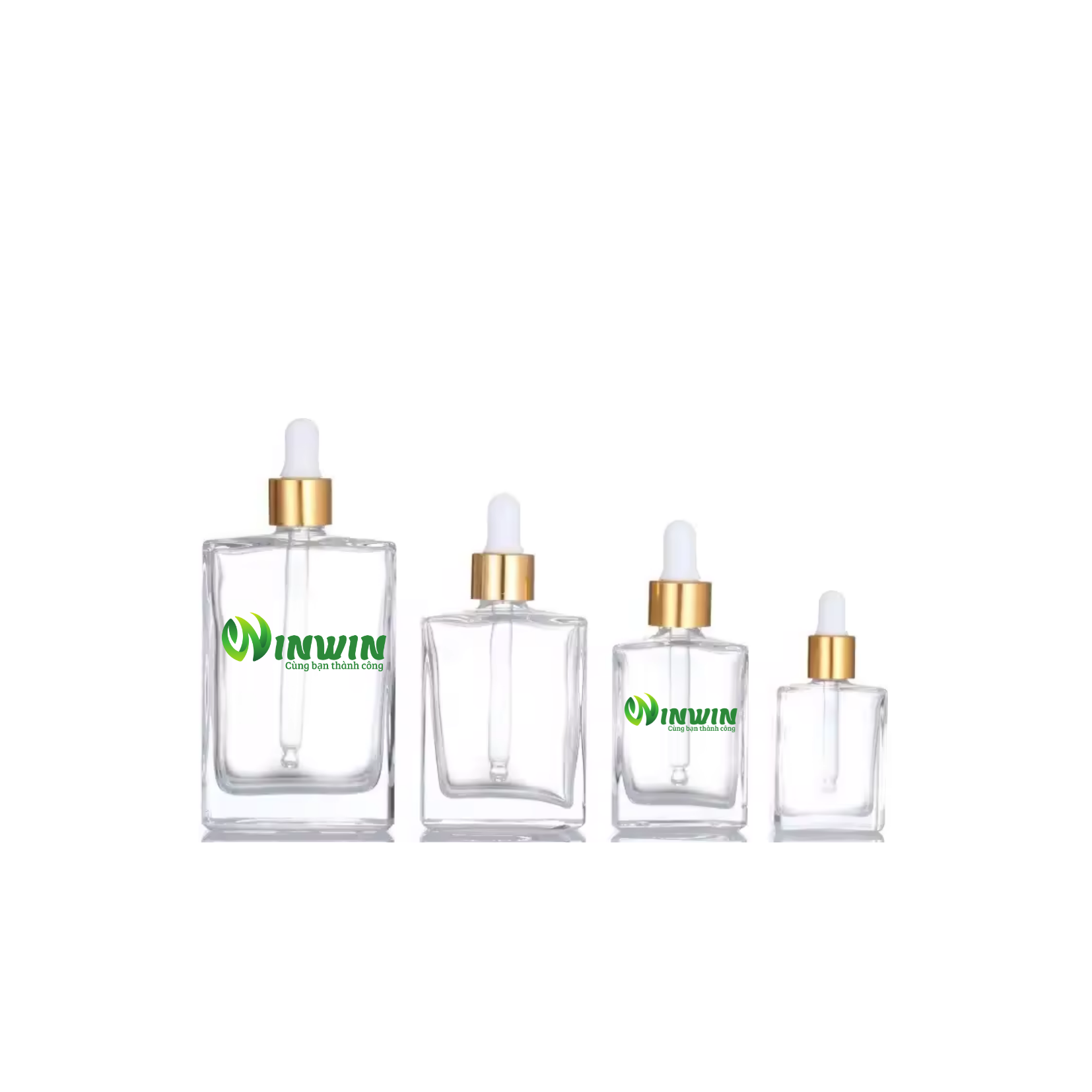Chai thủy tinh nhỏ giọt dáng vuông 15ml 30ml 50ml 100ml màu trong