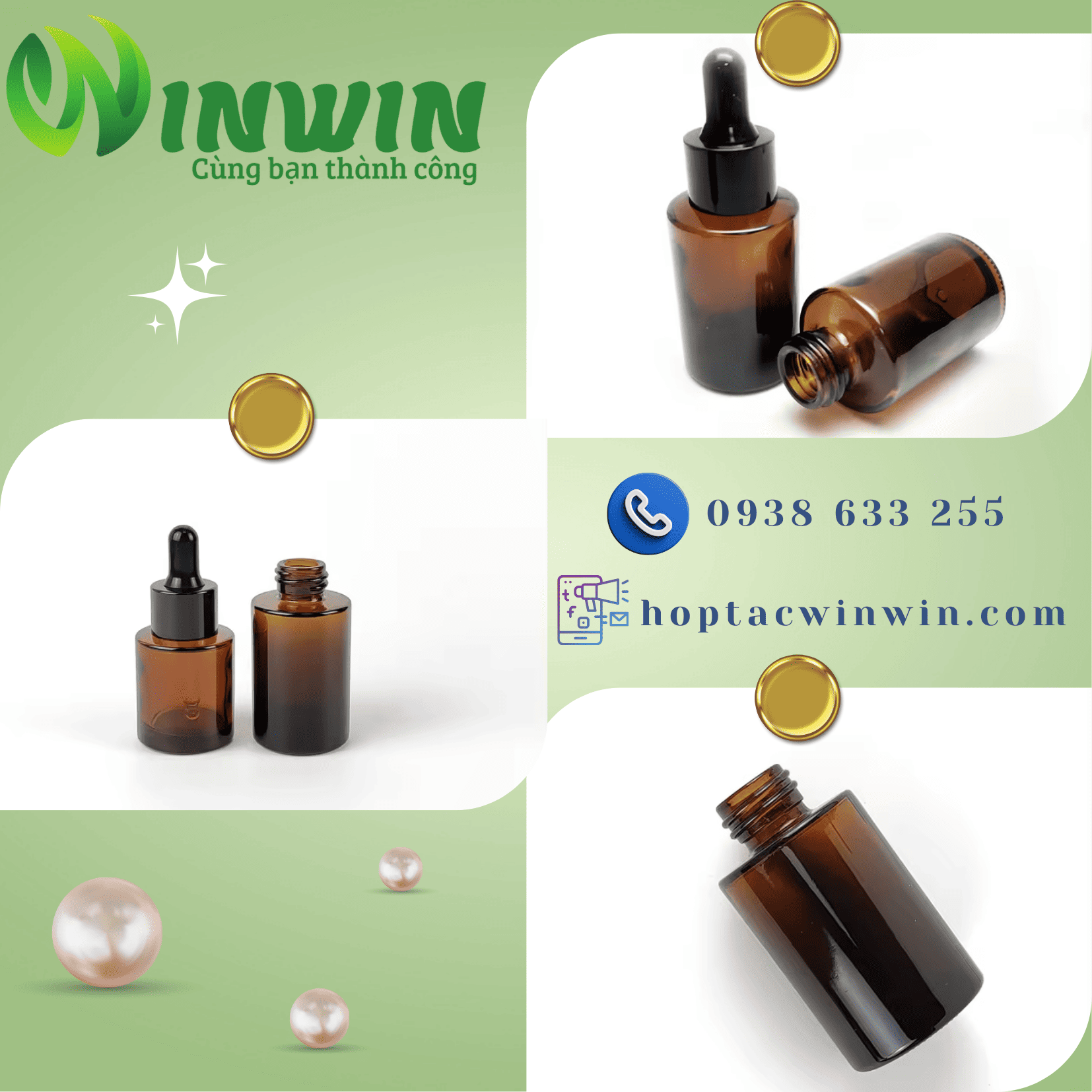 Chai thủy tinh vai phẳng màu nâu 20ml - 250ml