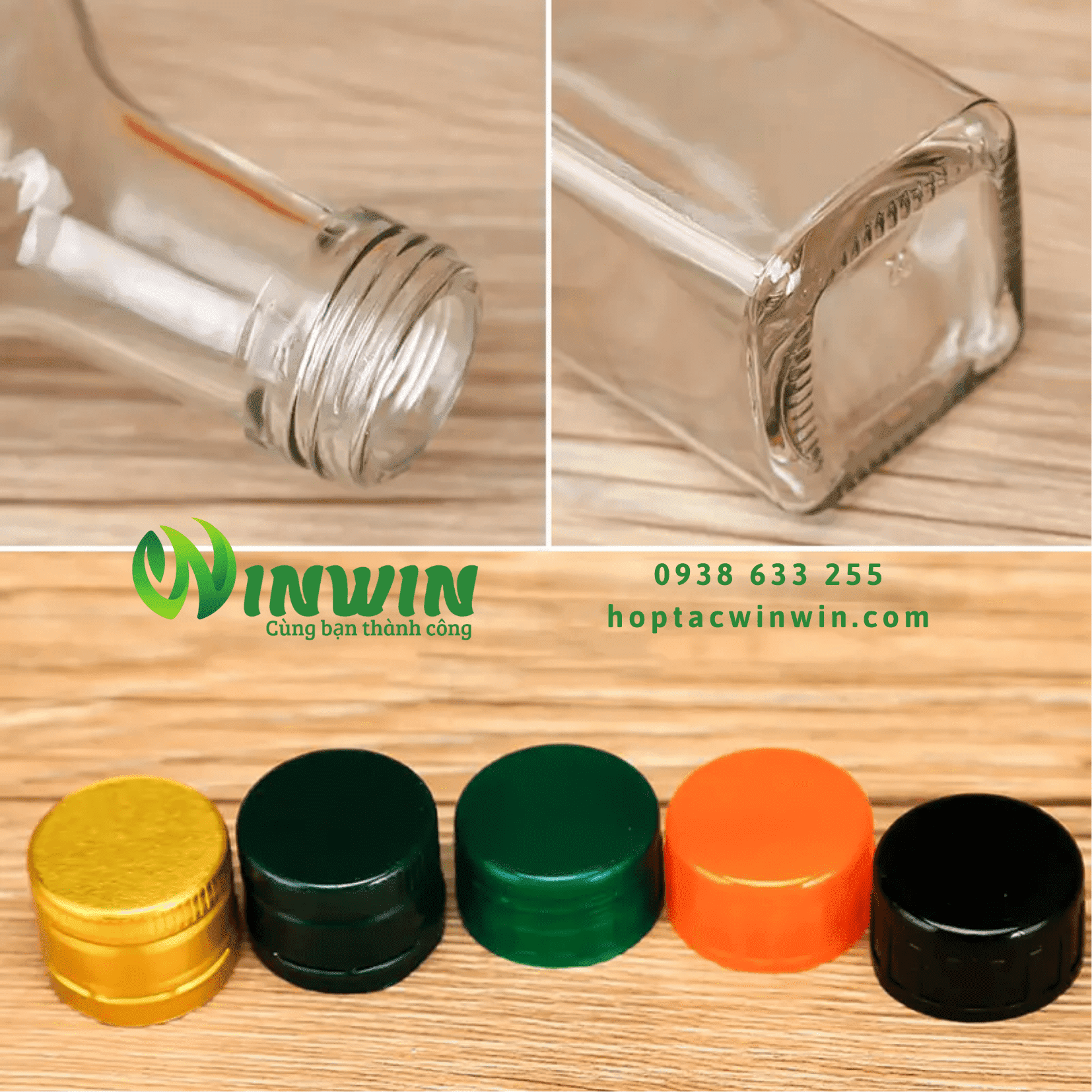 Chai thủy tinh vai vuông 100ml - 1000ml