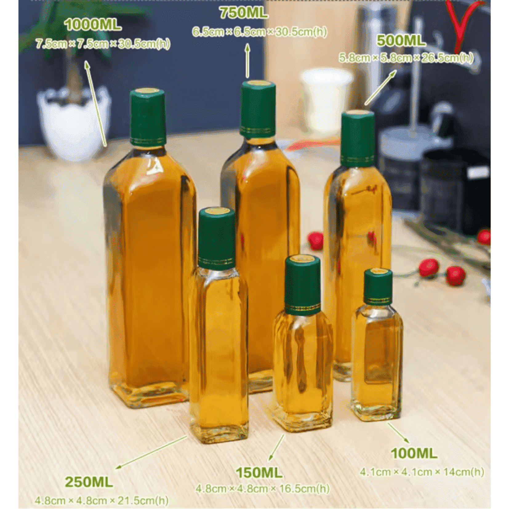 Chai thủy tinh vai vuông 100ml - 1000ml