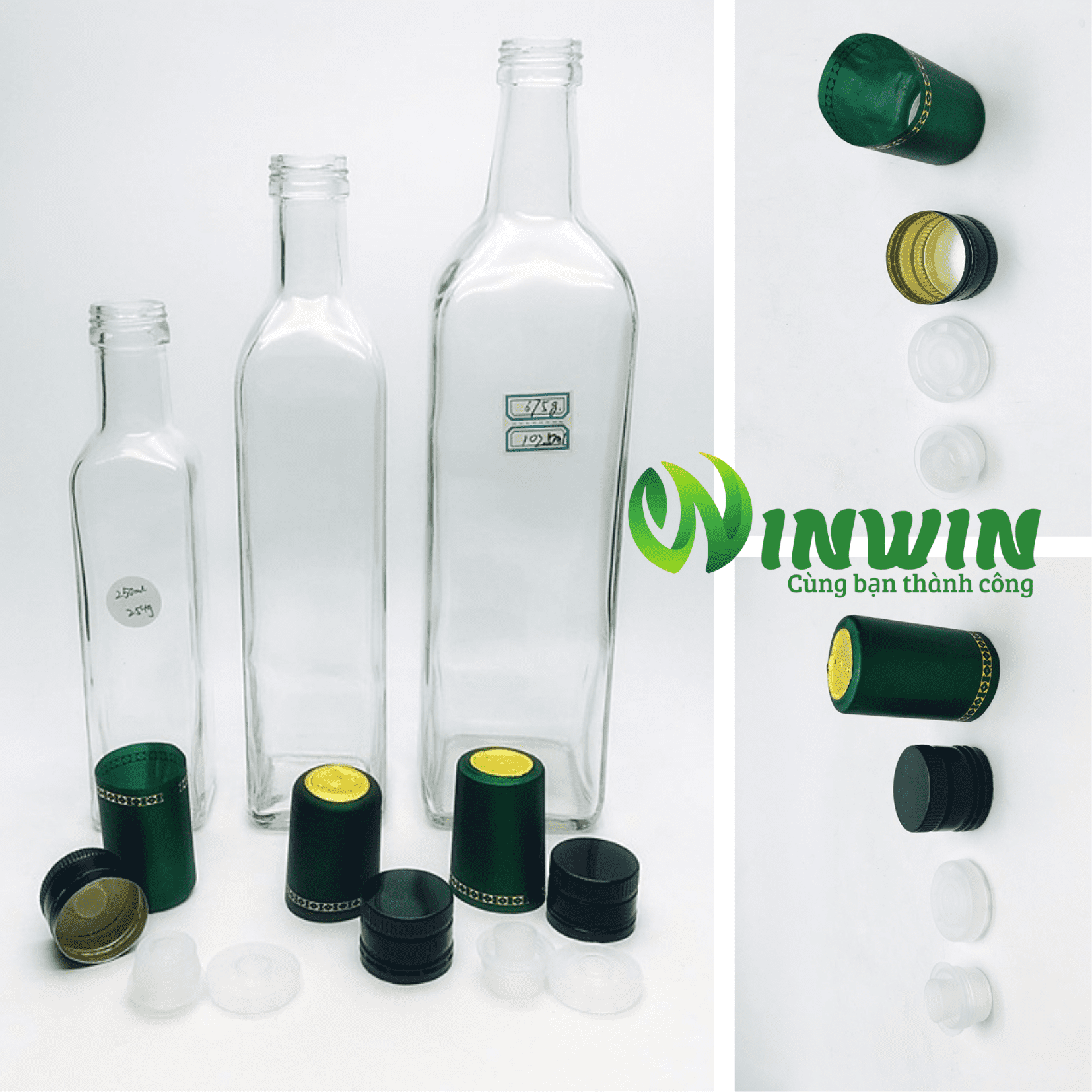 Chai thủy tinh vai vuông 100ml - 1000ml