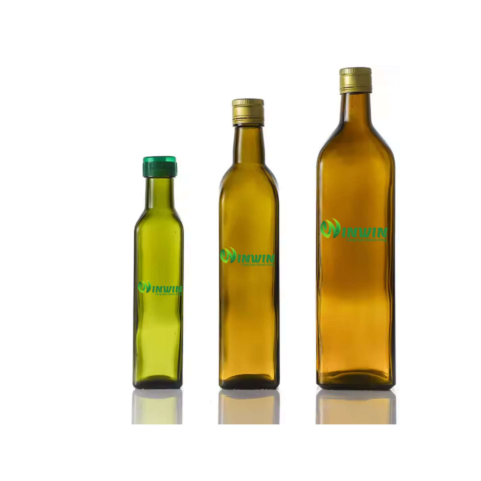 Chai thủy tinh vai vuông màu xanh/màu nâu 250ml 500ml 1000ml