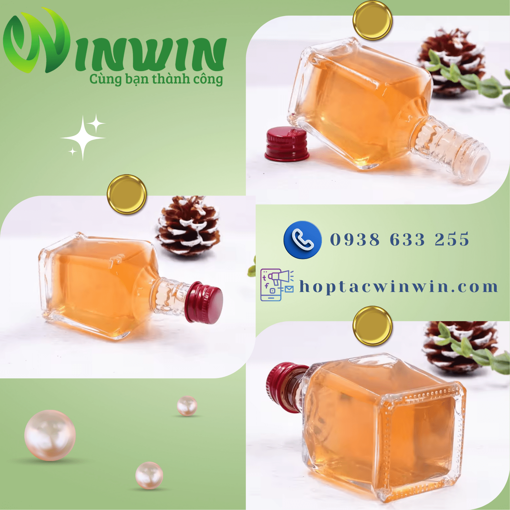 Chai thủy tinh vuông 55ml