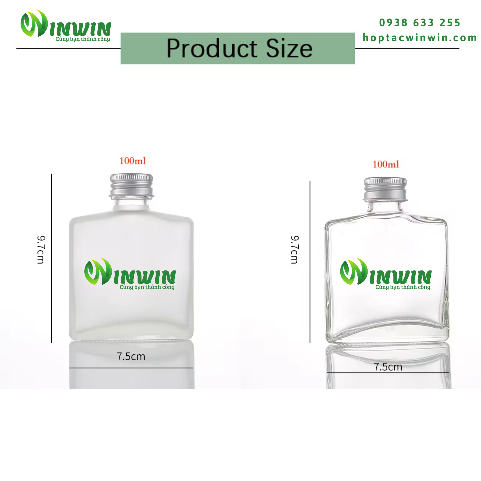 Chai thủy tinh vuông dẹp 100ml 200ml 250ml