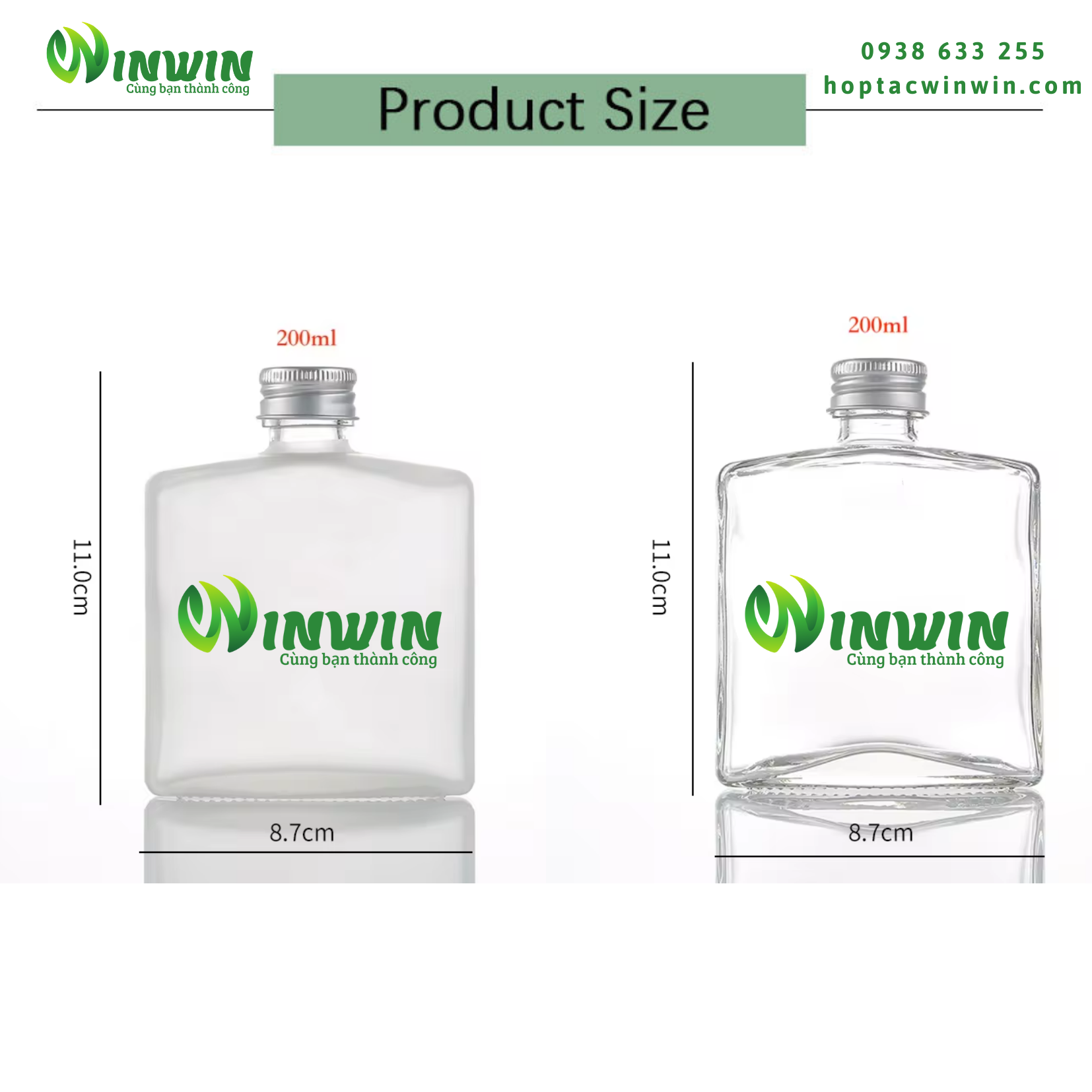 Chai thủy tinh vuông dẹp 100ml 200ml 250ml