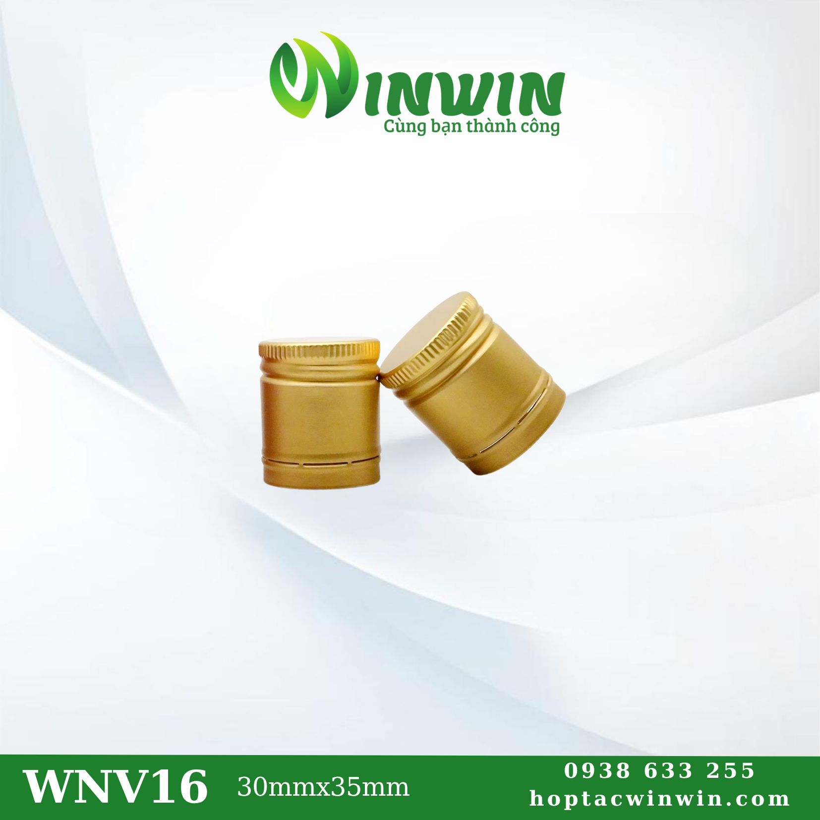 Nắp nhôm vặn 30mmx35mm màu vàng