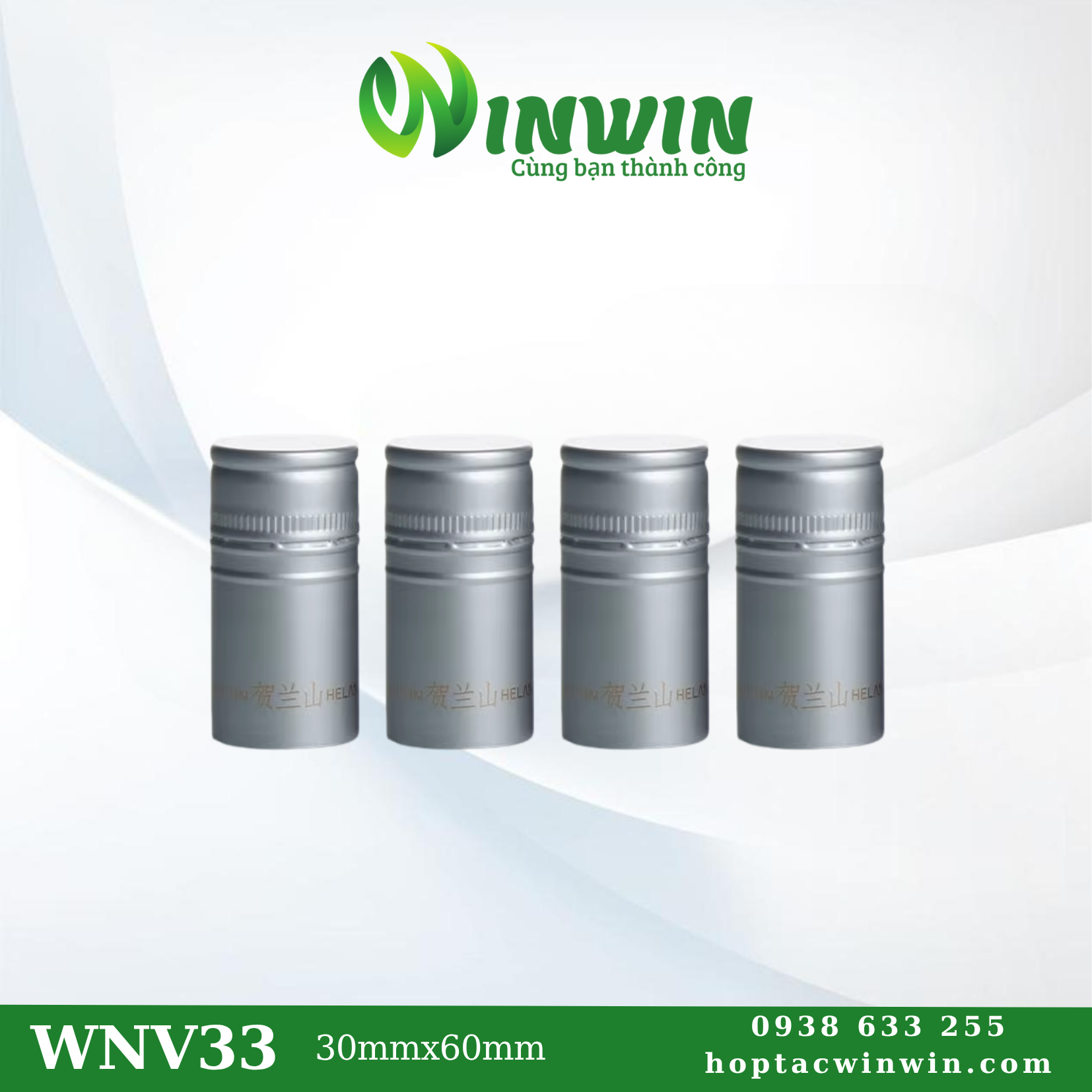 Nắp nhôm vặn 30mmx60mm màu bạc