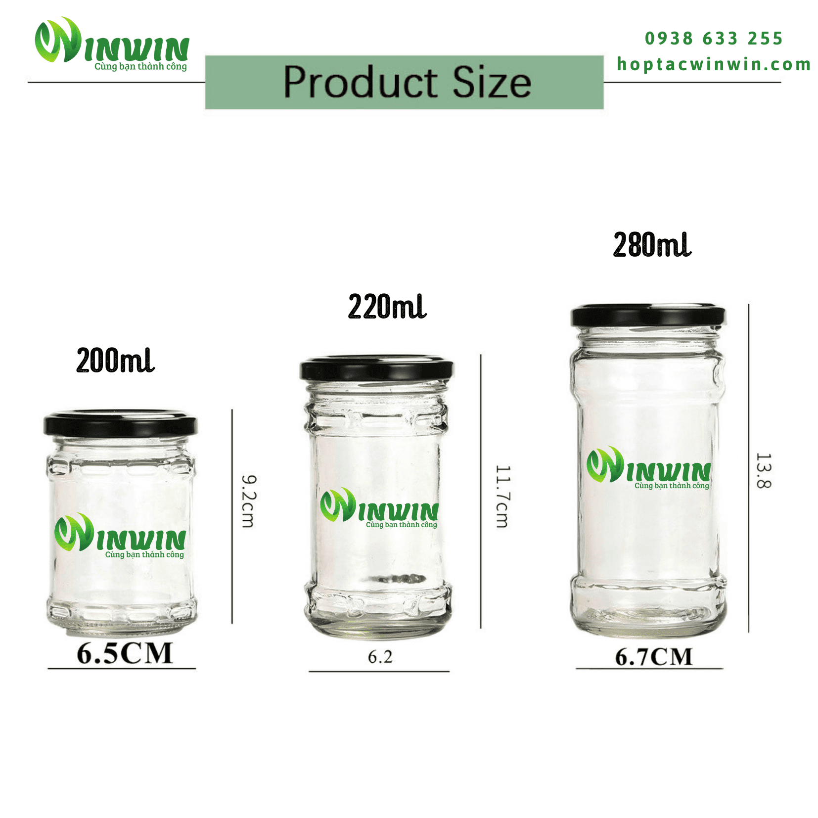 Hũ thủy tinh 200ml 220ml 280ml 300ml