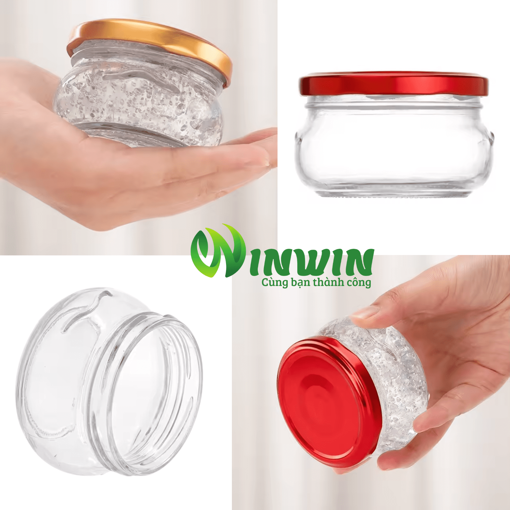 Hũ thủy tinh dáng bầu dẹp 80ml 100ml 150ml 200ml